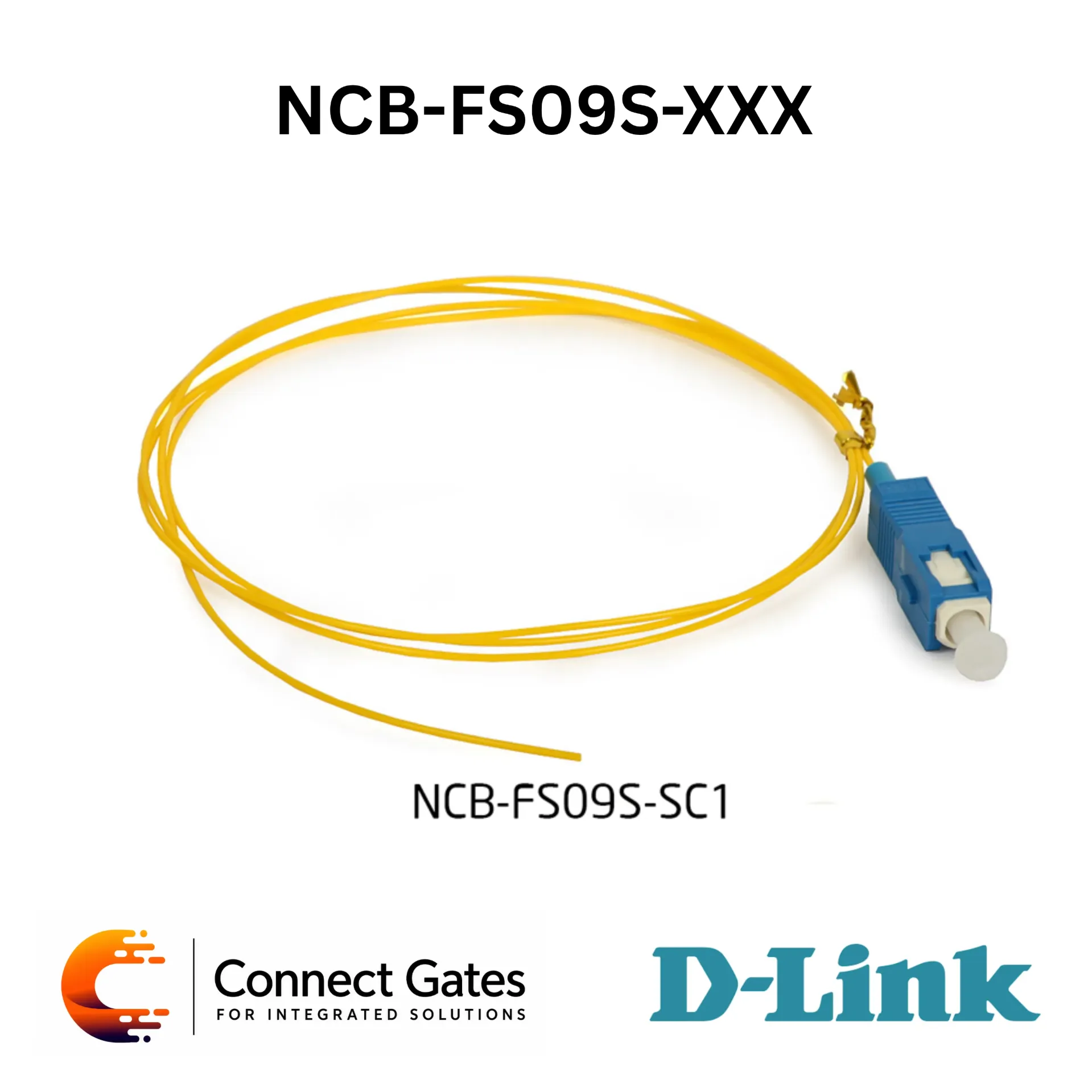 D-Link NCB-FS09S-XXX – Single Mode Fiber Pigtail with SC/ST/FC/LC/MTRJ Connector Options, OS1 9/125µm Fiber, PVC/LSZH Jacket & 1/2/3m Lengths
