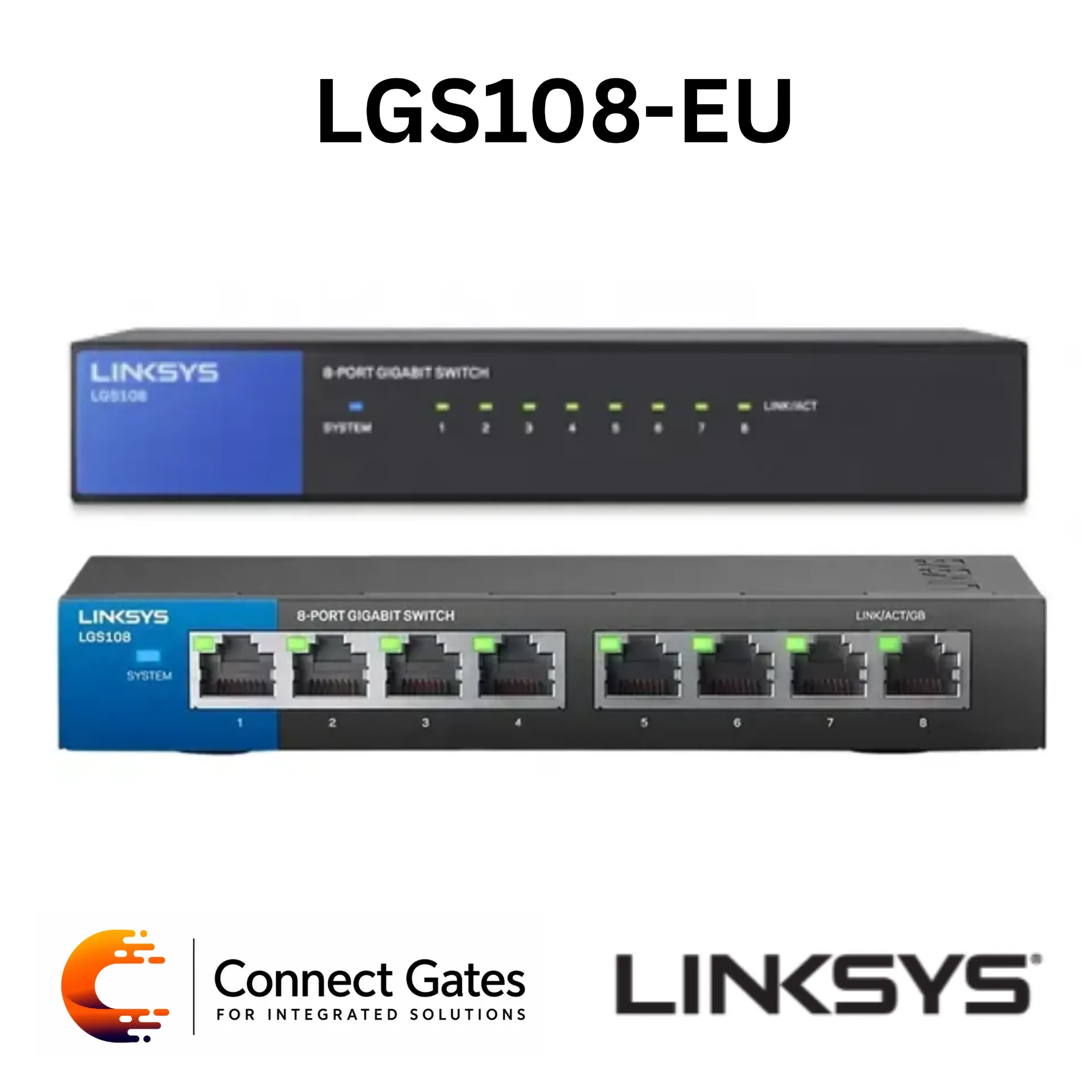 [LGS108-EU] Linksys LGS108-EU – 8-Port Business Desktop Gigabit Unmanaged Switch with 16Gbps Non-Blocking Bandwidth, Metal Housing & Plug-and-Play Installation