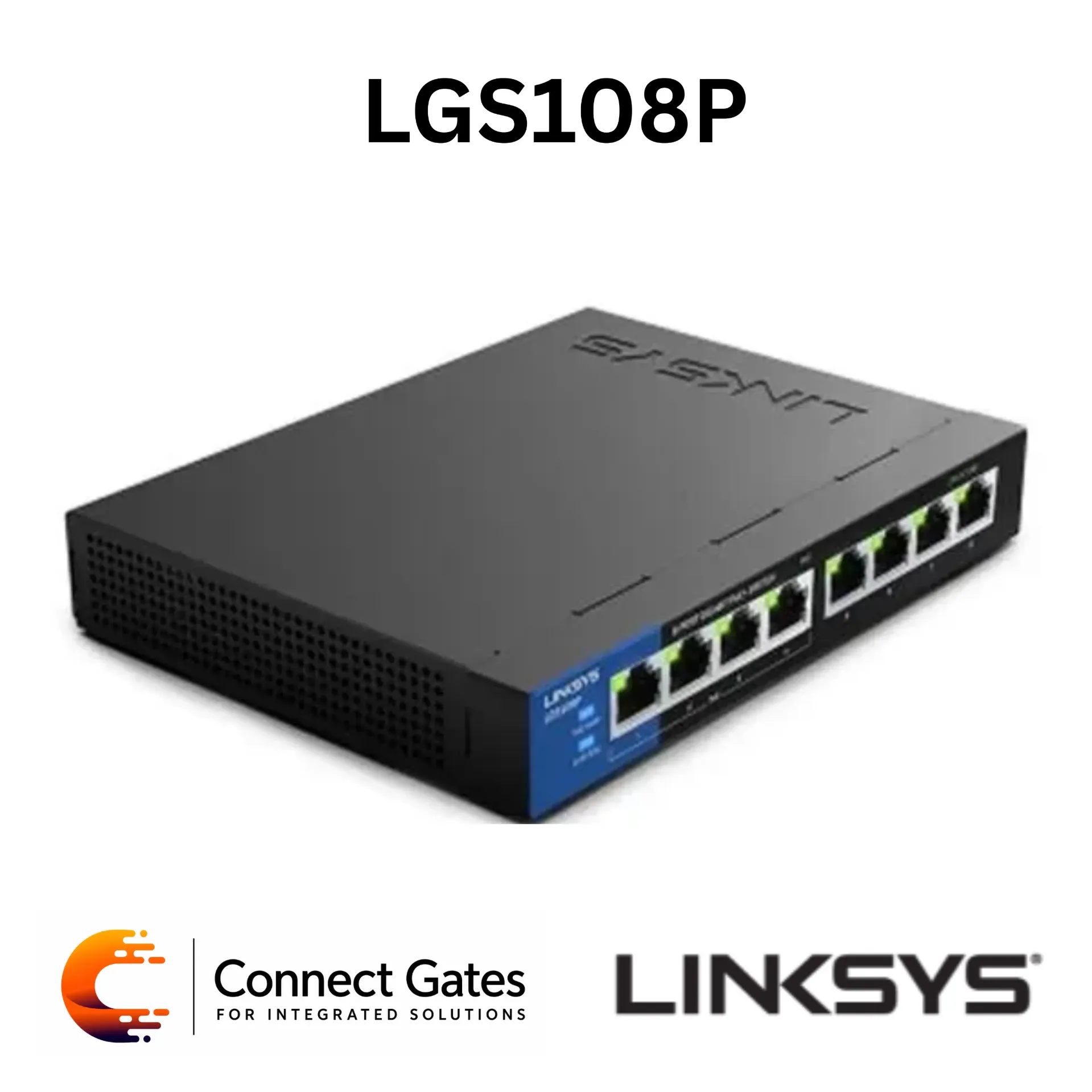 Linksys LGS108P – 8-Port Business Desktop Gigabit PoE+ Unmanaged Switch with 4 PoE+ Ports, 50W PoE Budget & 16Gbps Non-Blocking Bandwidth