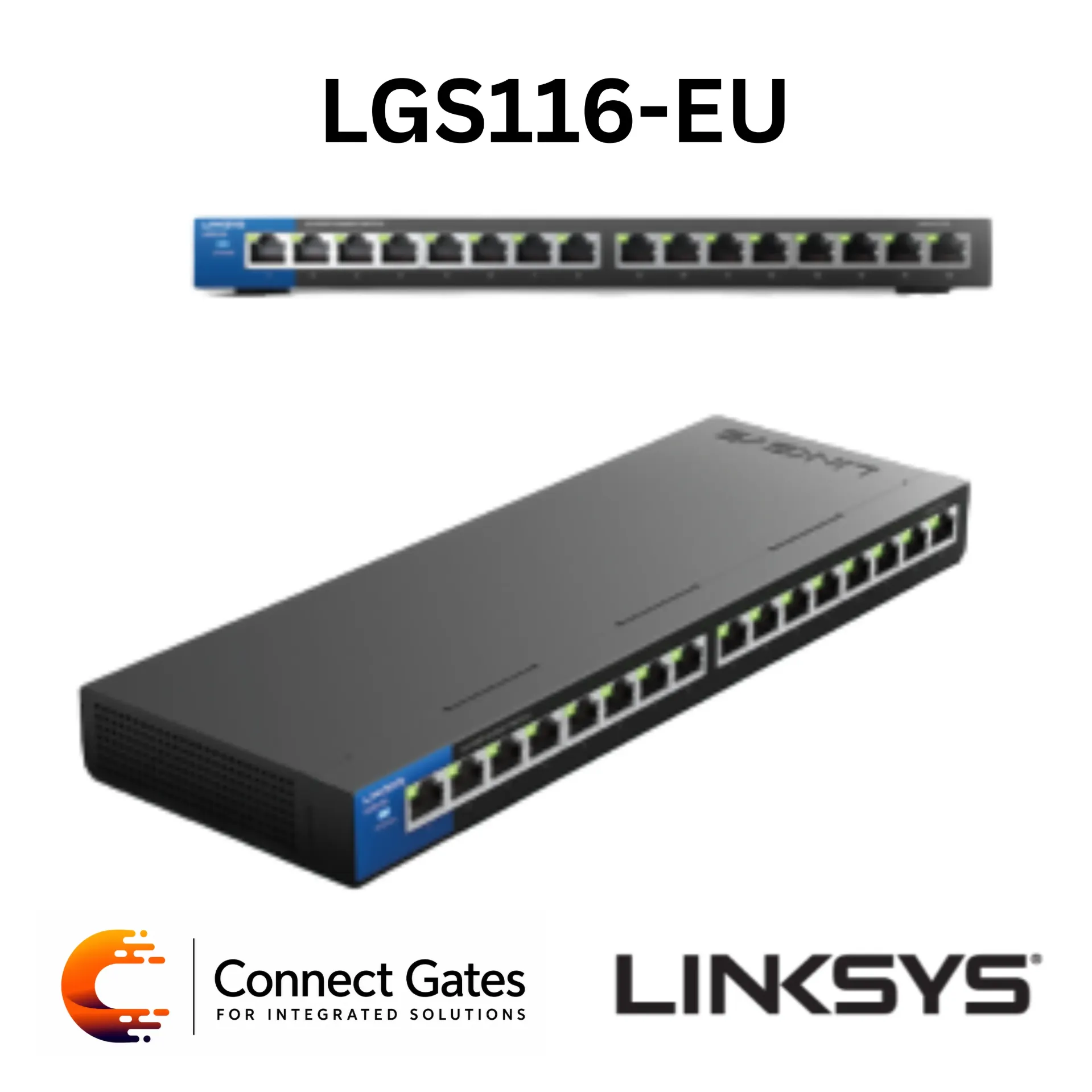 Linksys LGS116-EU – 16-Port Business Desktop Gigabit Unmanaged Switch with 32Gbps Non-Blocking Bandwidth, QoS, Metal Housing & Plug-and-Play Installation