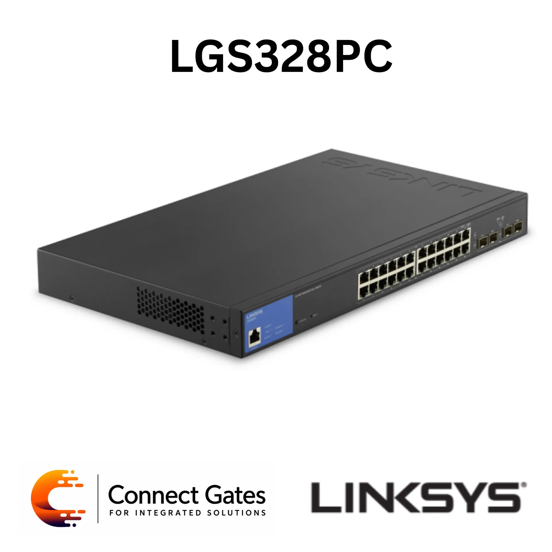 [LGS328PC] Linksys LGS328MPC – 24-Port Managed Gigabit PoE+ Switch with 4 × 10G SFP+ Uplinks, 410W PoE Budget, Static Routing & Advanced Security