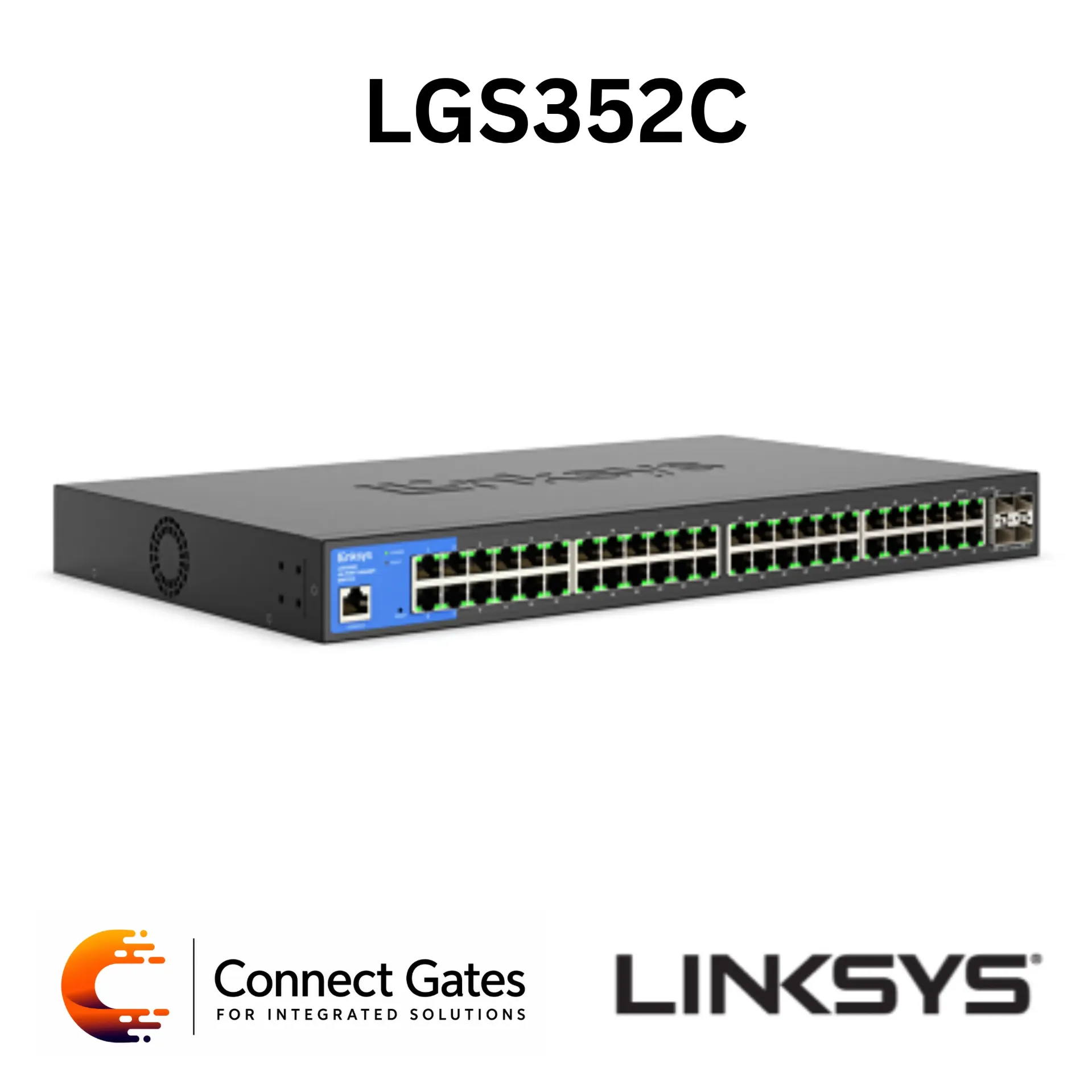 [LGS352C] Linksys LGS352C – 48-Port Managed Gigabit Switch with 4 × 10G SFP+ Uplinks, 176Gbps Switching Capacity, Static Routing & Advanced Security