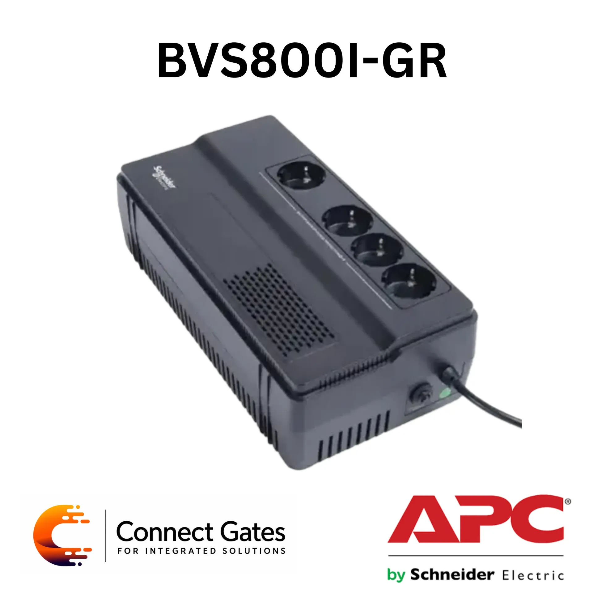 [BVS800I-GR] APC BVS800I-GR – Easy UPS 800VA / 450W Floor & Wall Mount UPS with AVR & 4 Schuko Outlets