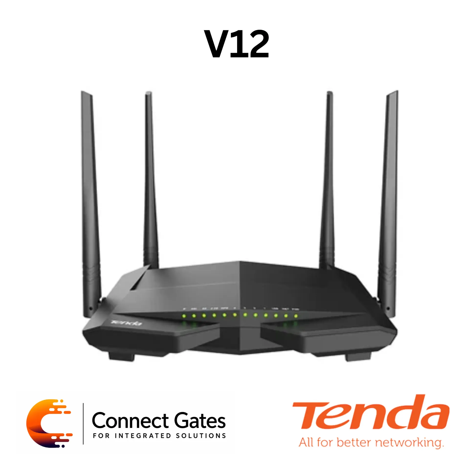 [V12 – AC1200] Tenda V12 – AC1200 Dual-Band Wi-Fi Gigabit VDSL/ADSL Modem Router with VDSL2 35b, 4 Gigabit Ports, USB & 4 × 5dBi Antennas