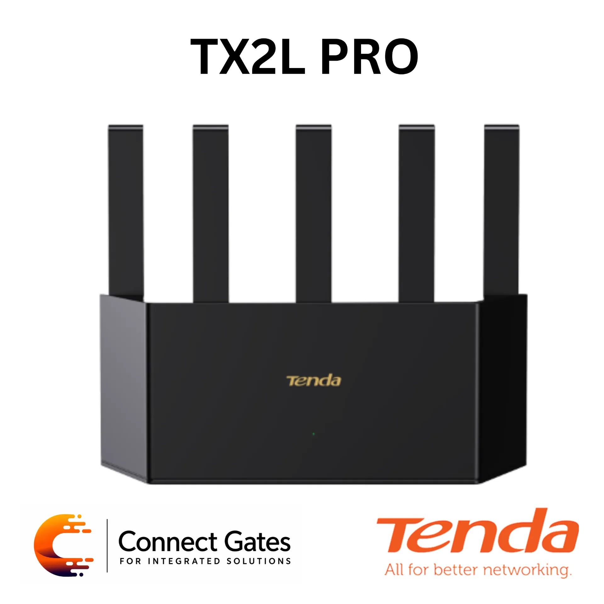 [TX2L Pro] Tenda TX2L Pro – Dual-Band Gigabit Wi-Fi 6 Router with 1501Mbps Speed, 5 External Antennas, Wi-Fi+ Mesh & 4 Gigabit Ports