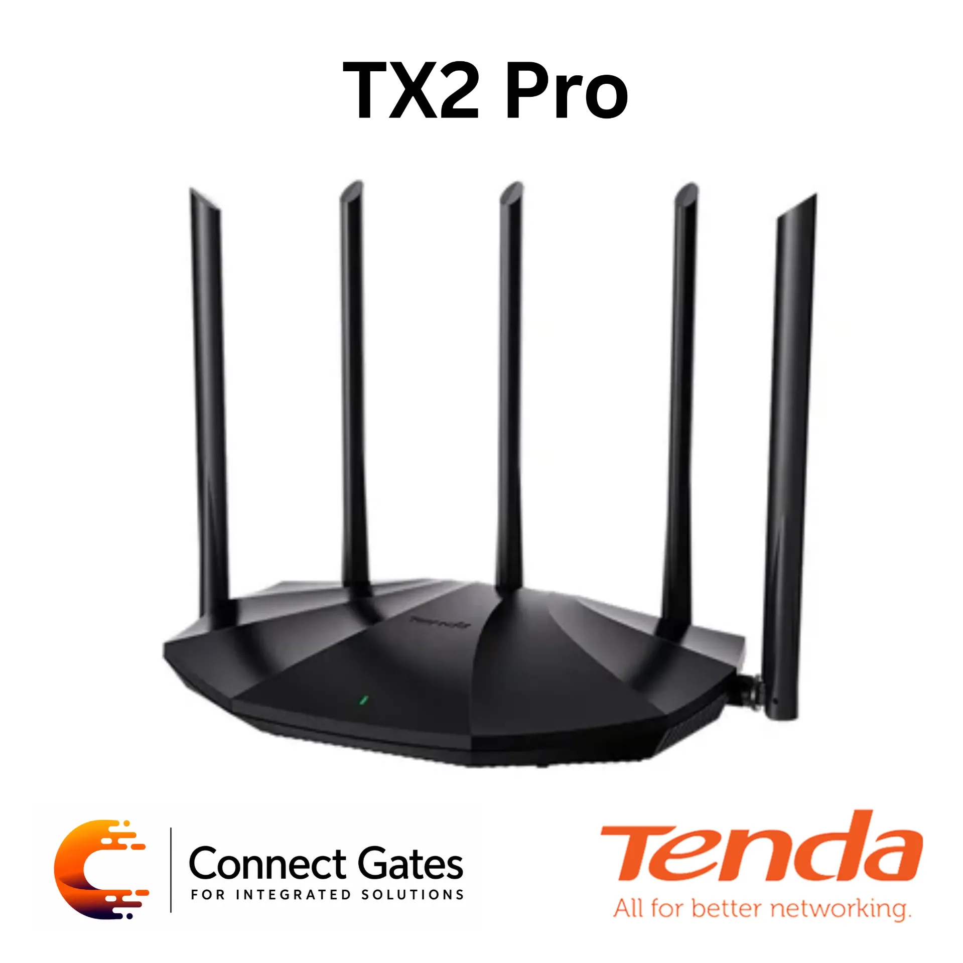 [TX2 Pro – AX1500] Tenda TX2 Pro – AX1500 Dual-Band Gigabit Wi-Fi 6 Router with 1501Mbps Speed, 5 × 6dBi Antennas, MU-MIMO & 4 Gigabit Ports