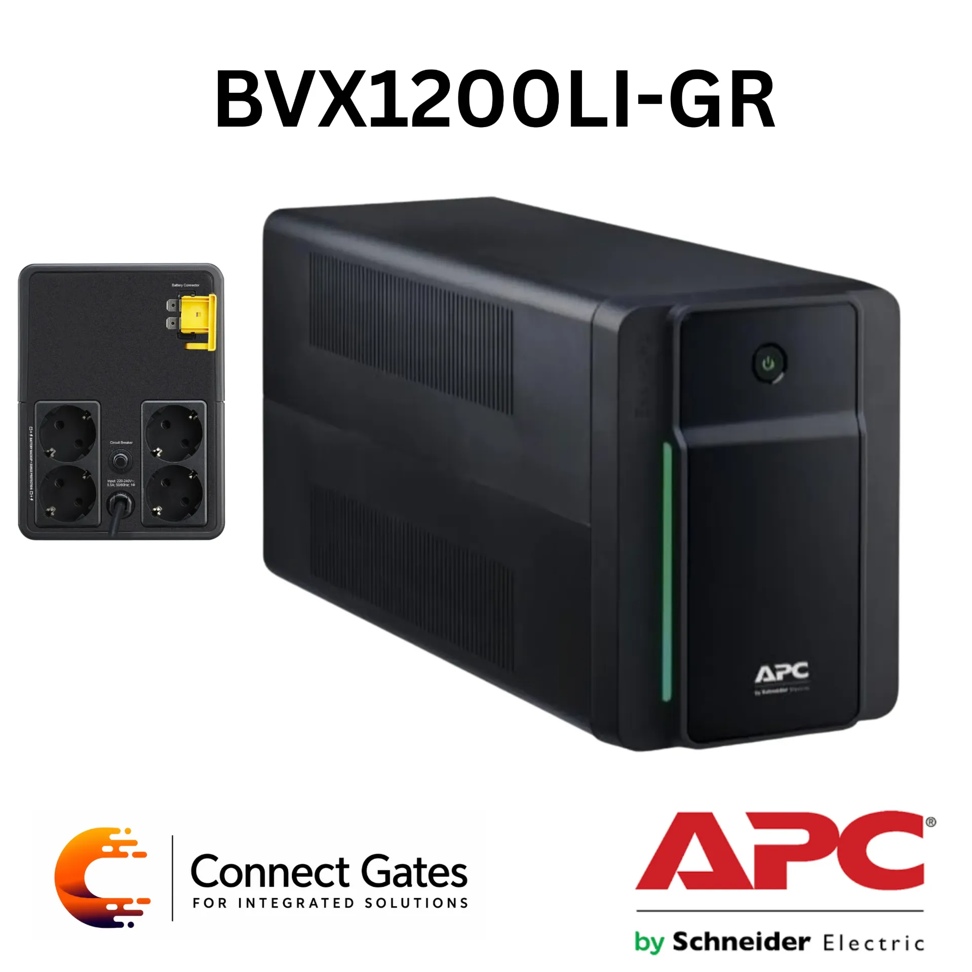 [BVX1200LI-GR] APC BVX1200LI-GR – Easy UPS 1200VA / 650W Tower UPS with AVR & 4 Schuko Outlets