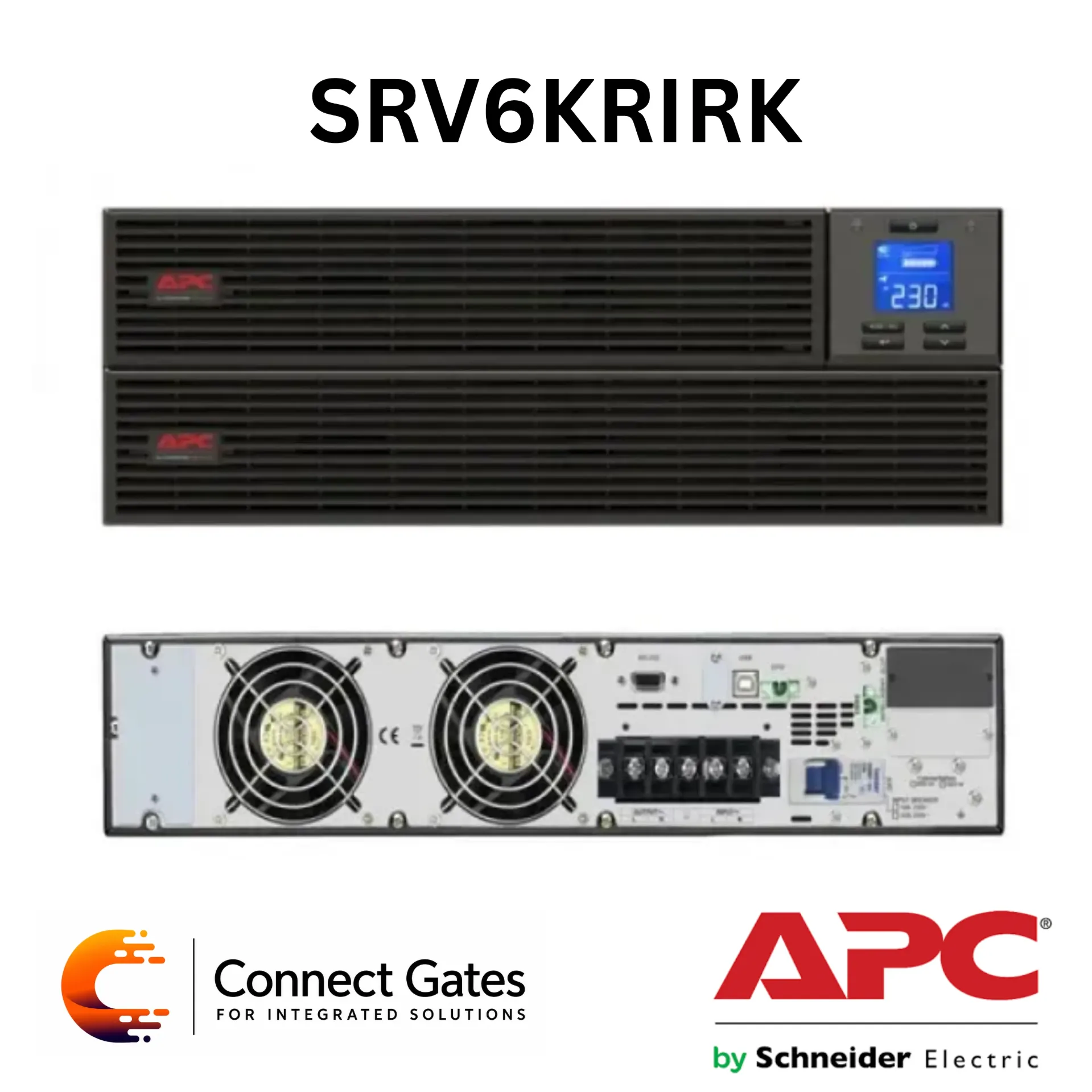 APC SRV6KRIRK – Easy UPS On-Line 6kVA / 6kW Rackmount 4U UPS with LCD & Rail Kit