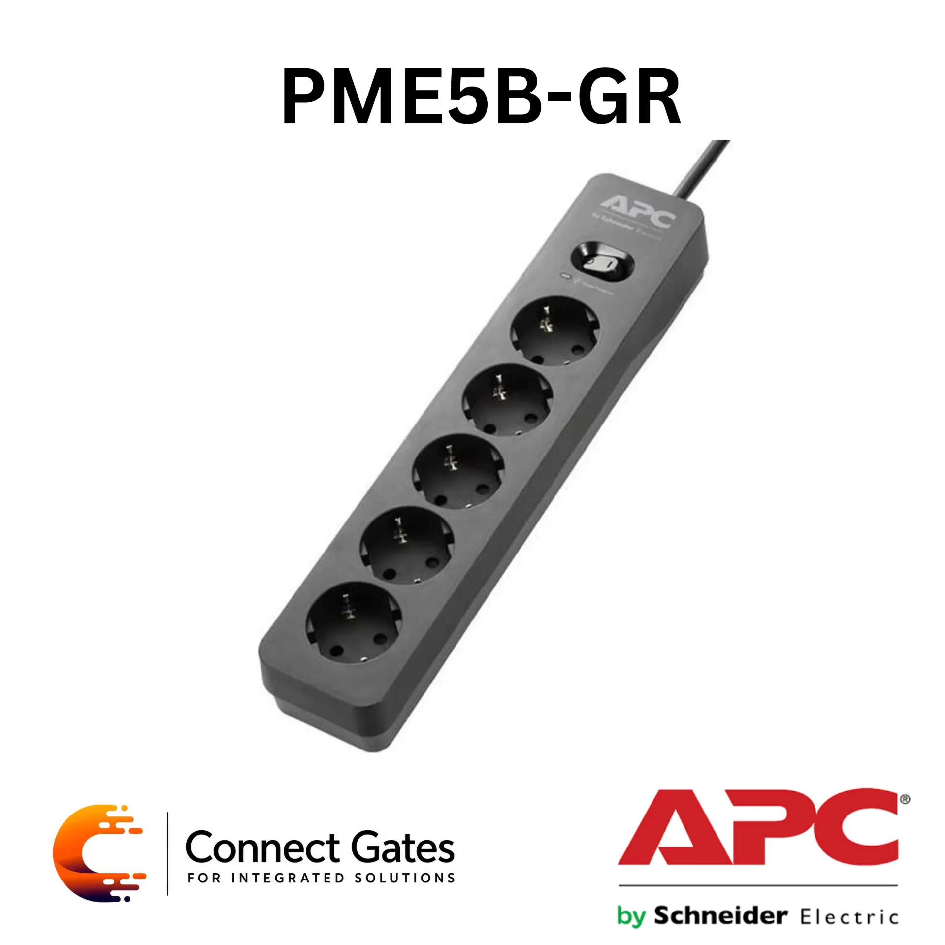 APC PME5B-GR – Essential SurgeArrest 5-Outlet 230V Surge Protector with Schuko Plug