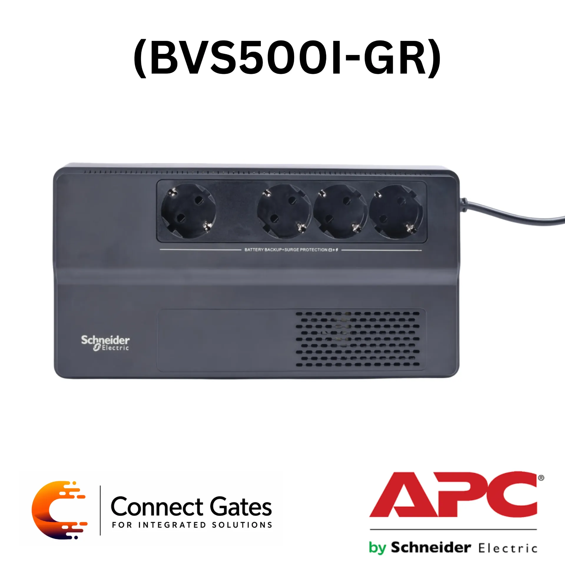 [BVS500I-GR] APC BVS500I-GR – Easy UPS 500VA / 300W Floor & Wall Mount UPS with AVR & 4 Schuko Outlets