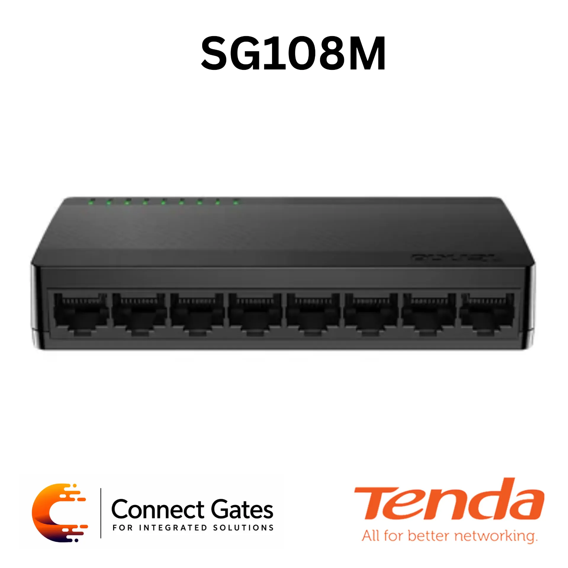 [SG108M] Tenda SG108M – 8-Port Gigabit Unmanaged Desktop Switch with Plastic Case, Plug-and-Play & Wall-Mount Design