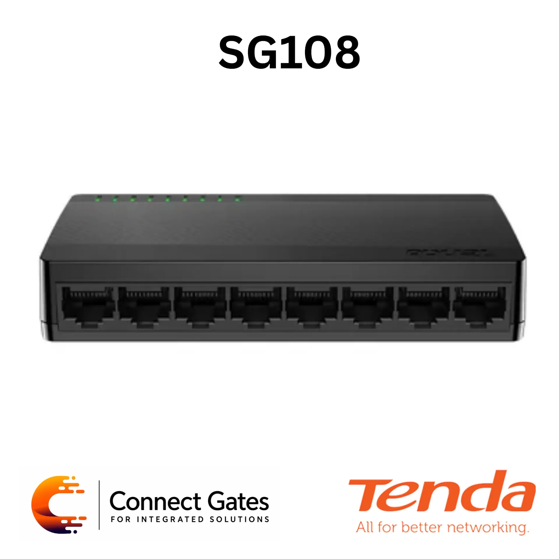 Tenda SG108 – 8-Port Gigabit Ethernet Switch with Plug-and-Play, Wall-Mount Design & Plastic Shell