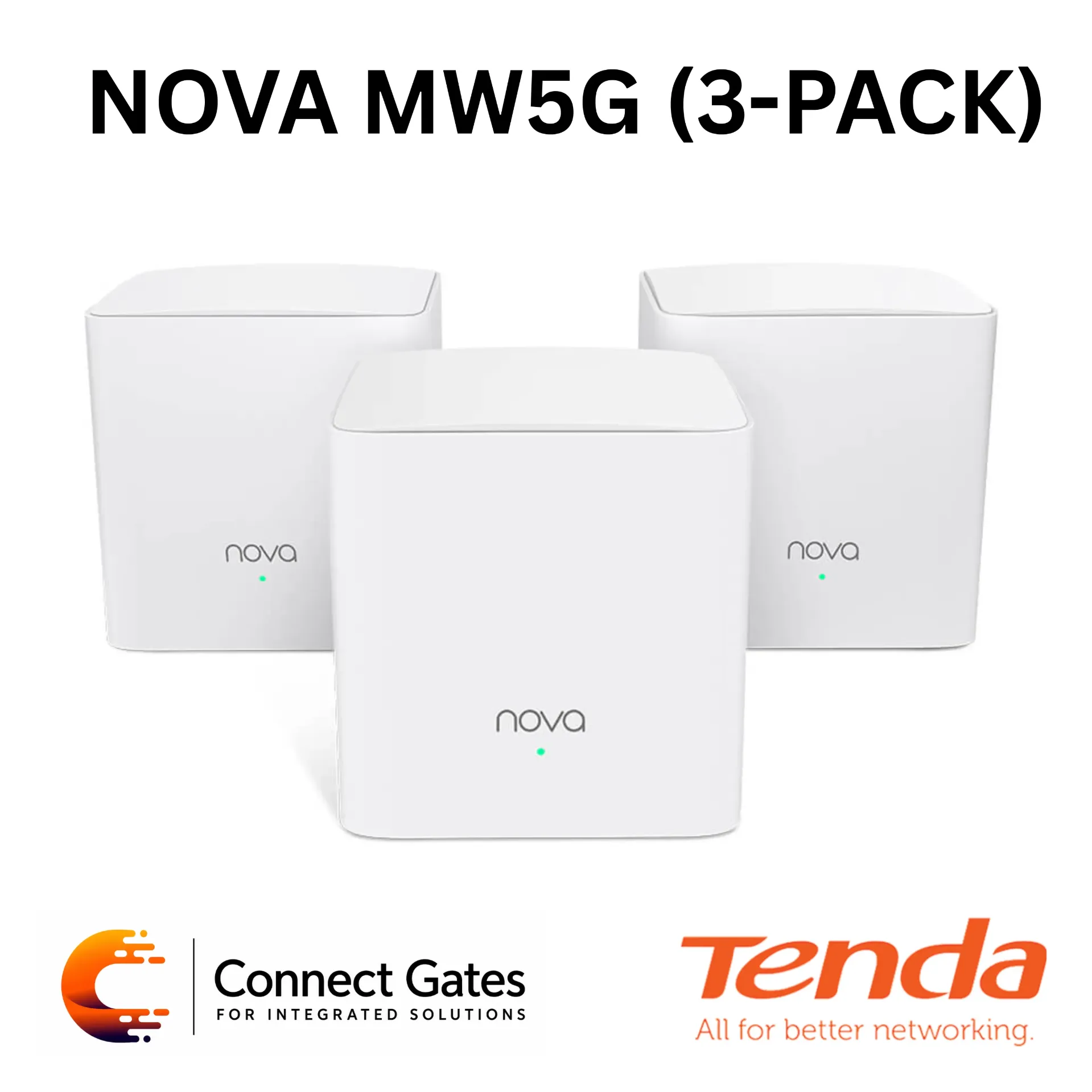 [MW5G 3-Pack] Tenda MW5G 3-Pack – AC1200 Whole Home Mesh Wi-Fi System with Gigabit Ports, 3500 sq.ft Coverage, MU-MIMO & Beamforming