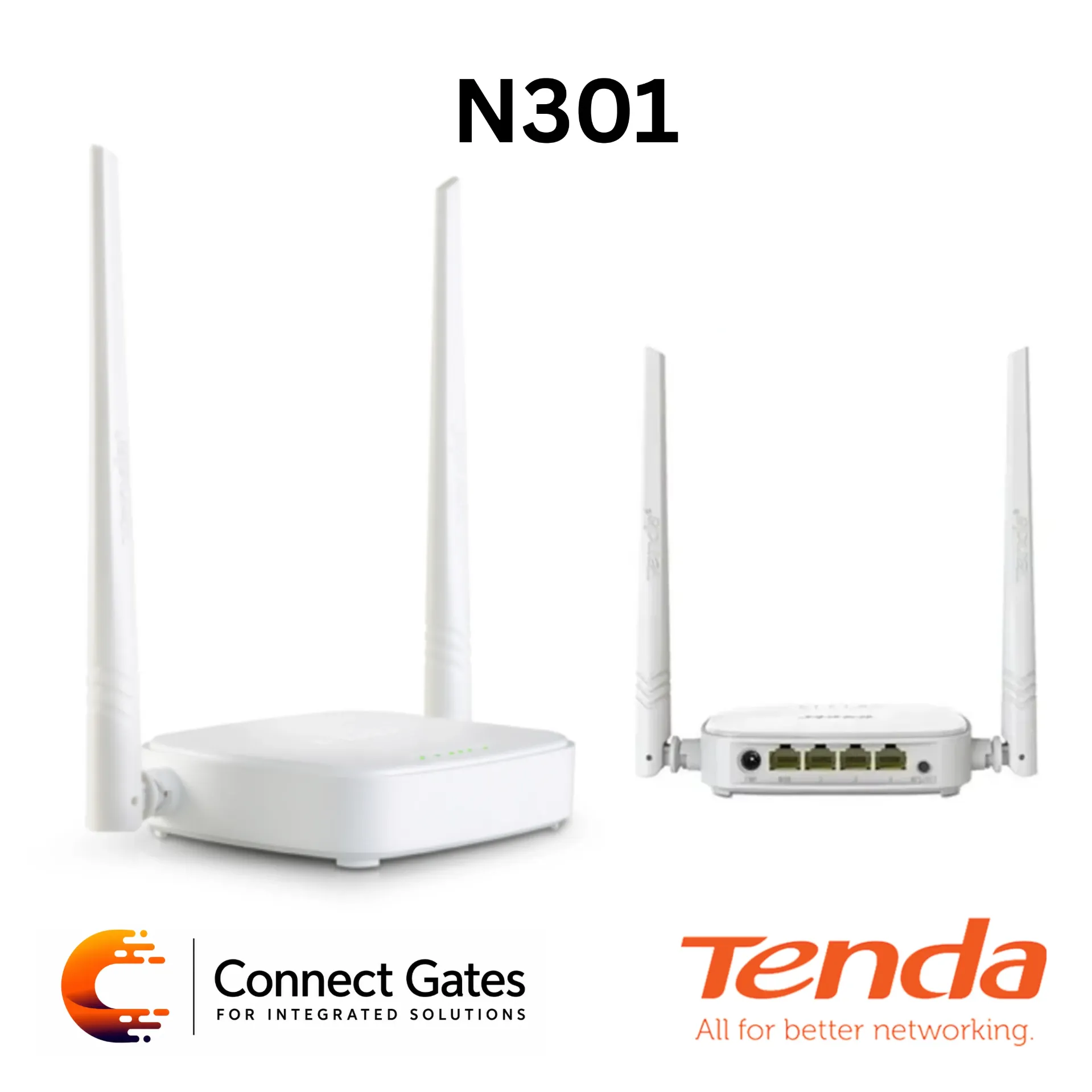 [N301] Tenda N301 – Wireless N300 Easy Setup Router with 300Mbps Wi-Fi, 2 × 5dBi Antennas, 4 Working Modes & Parental Control