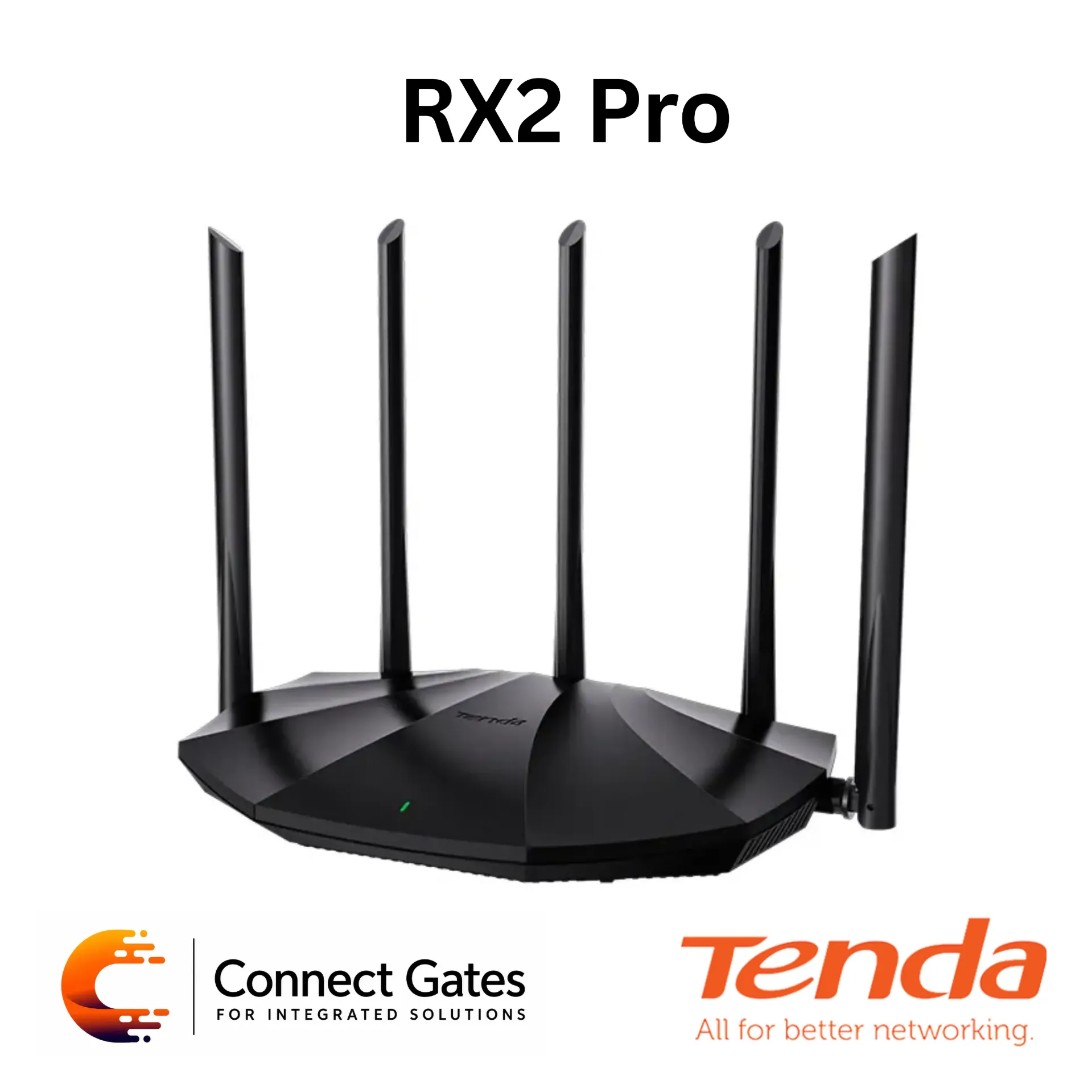 [RX2 Pro] Tenda RX2 Pro – AX1500 Dual-Band Gigabit Wi-Fi 6 Router with Gigabit Ports, 5 × 6dBi Antennas, OFDMA & MU-MIMO