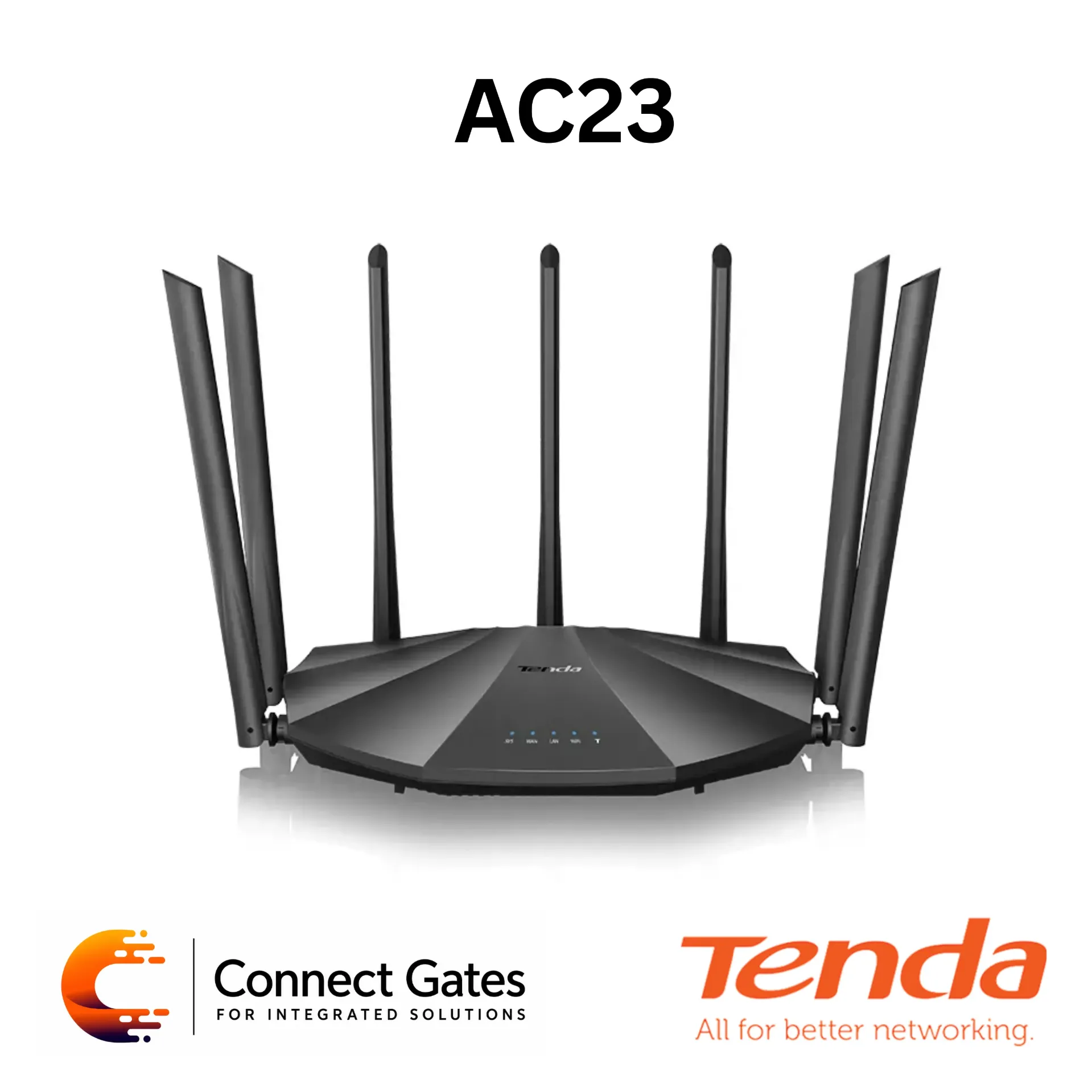 [AC23] Tenda AC23 – AC2100 Dual-Band Gigabit Wi-Fi Router with 2033Mbps Speed, 7 × 6dBi Antennas, 4×4 MU-MIMO & IPv6
