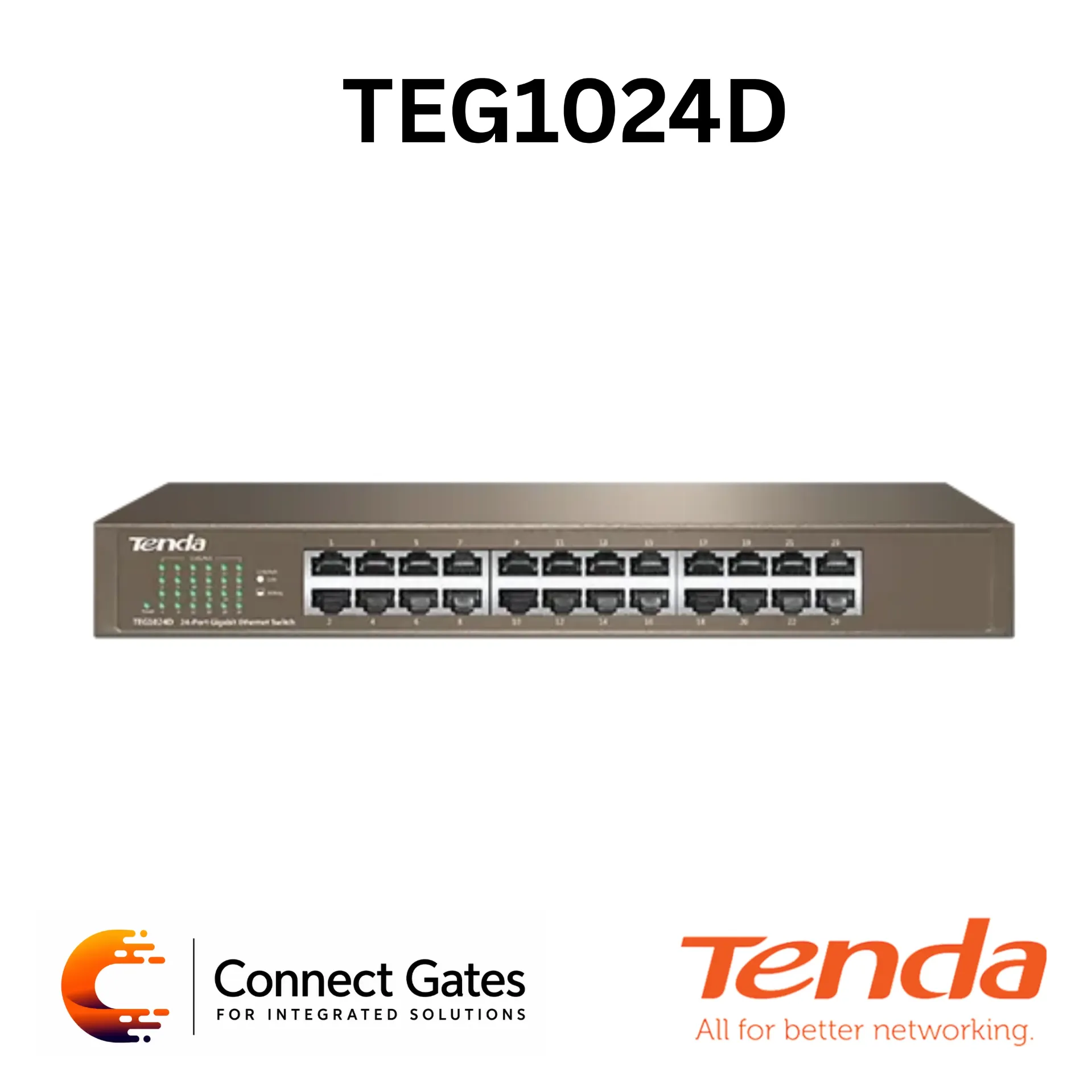 [TEG1024D] Tenda TEG1024D – 24-Port Gigabit Ethernet Switch with 48Gbps Switching Capacity, 8K MAC Table & Rack-Mount Design