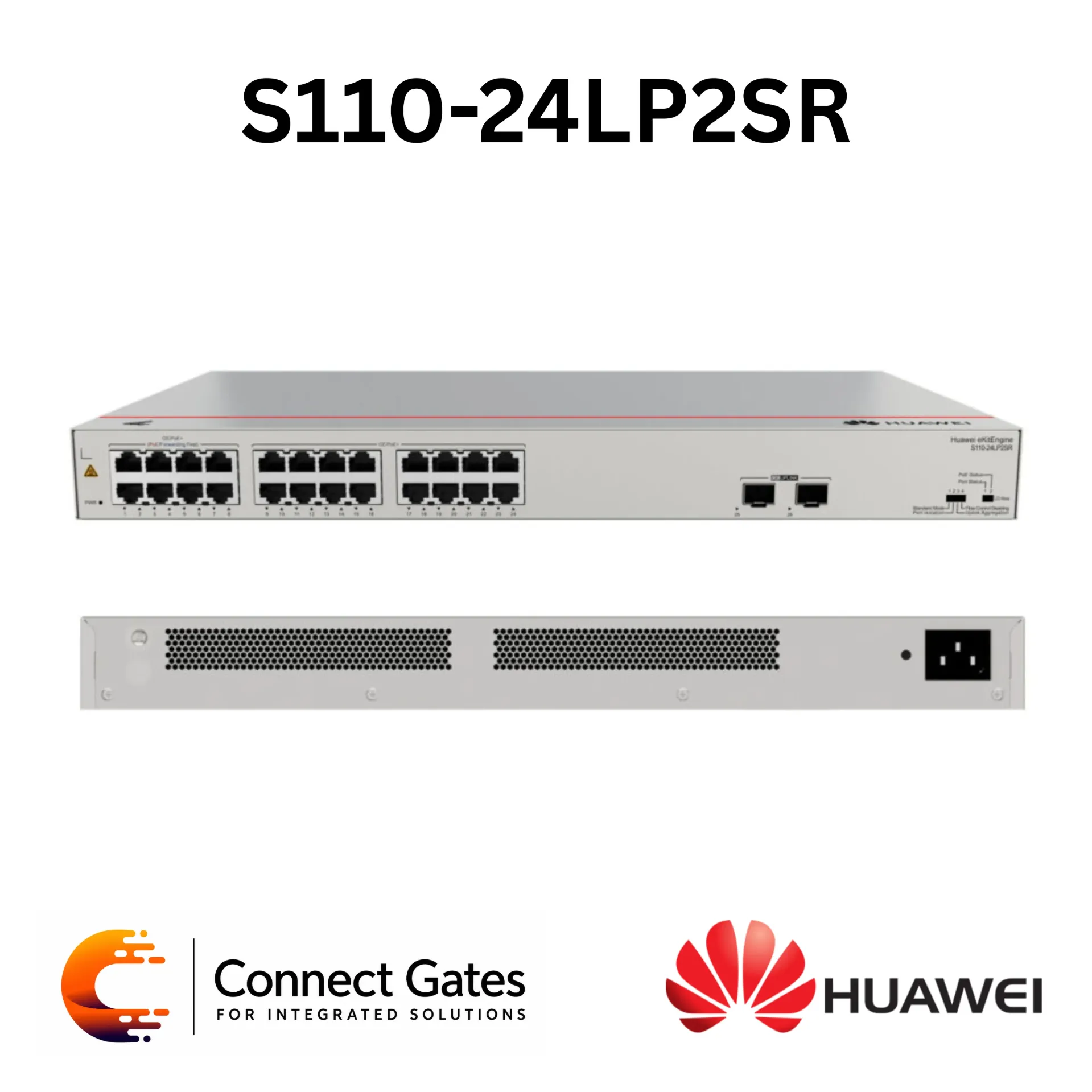 [S110-24LP2SR] Huawei eKitEngine S110-24LP2SR – 24-Port Gigabit PoE+ Unmanaged Switch with 2 × GE SFP Uplinks & 124W PoE Budget