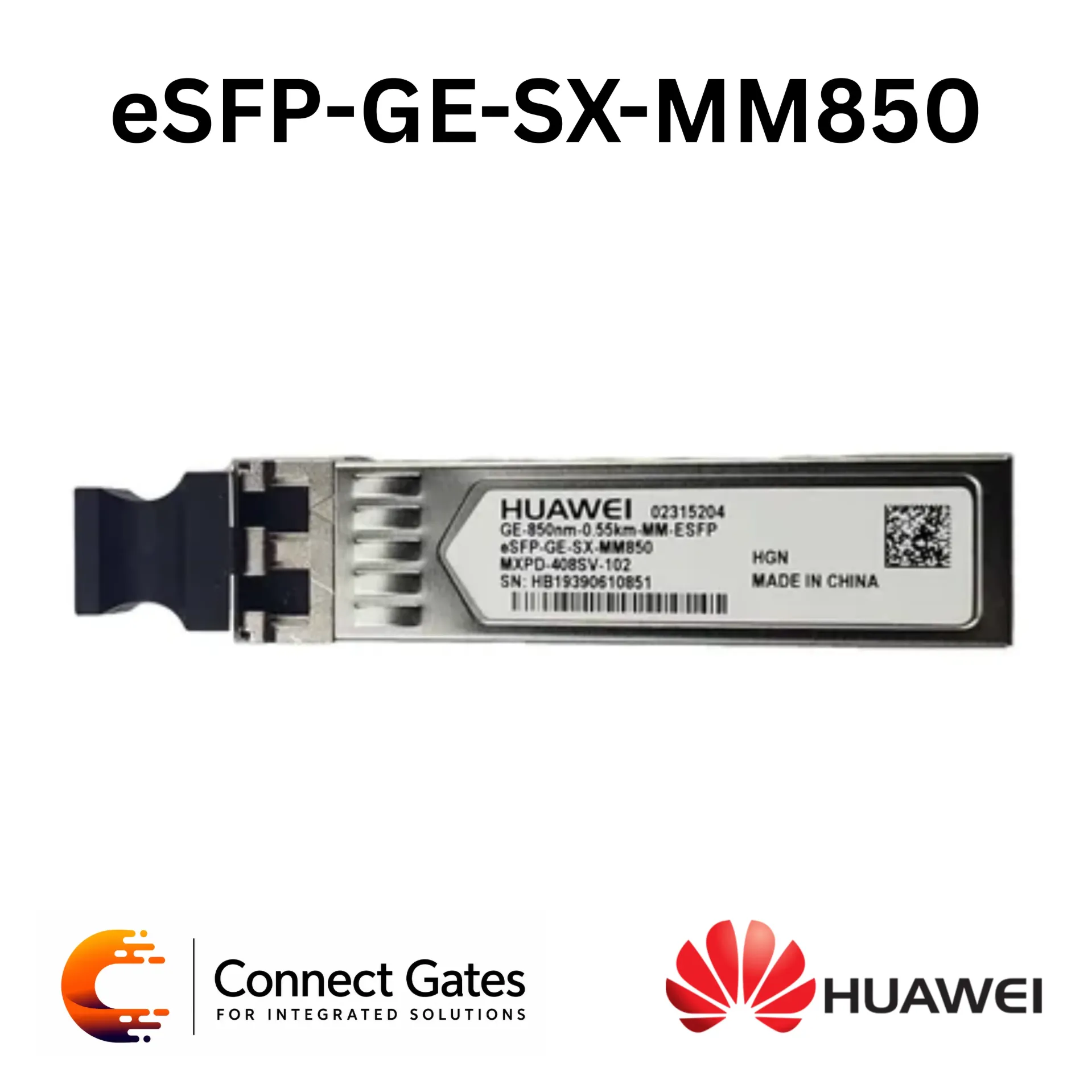 Huawei eSFP-GE-SX-MM850 – 1G 1000BASE-SX eSFP Multimode Optical Transceiver, 850nm, LC