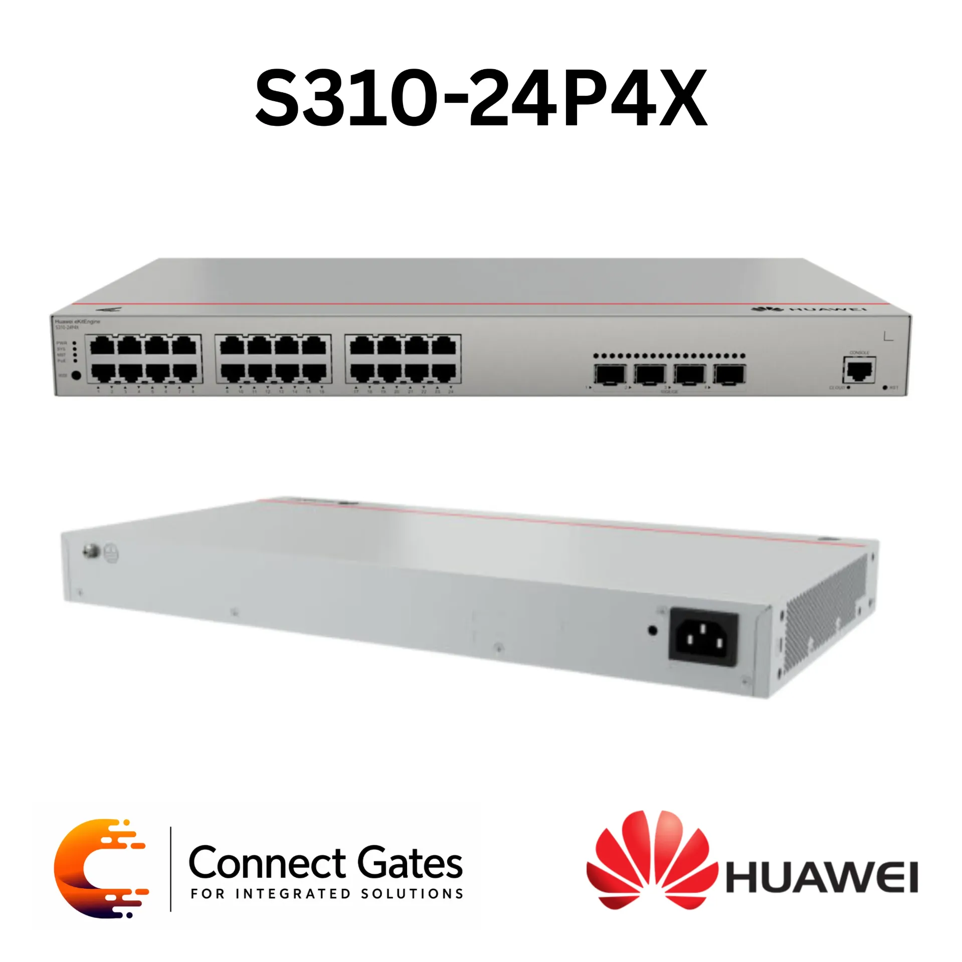 Huawei eKitEngine S310-24P4X – 24-Port Gigabit PoE+ L2+ Managed Switch with 4 × 10GE SFP+ Uplinks & 400W PoE Budget