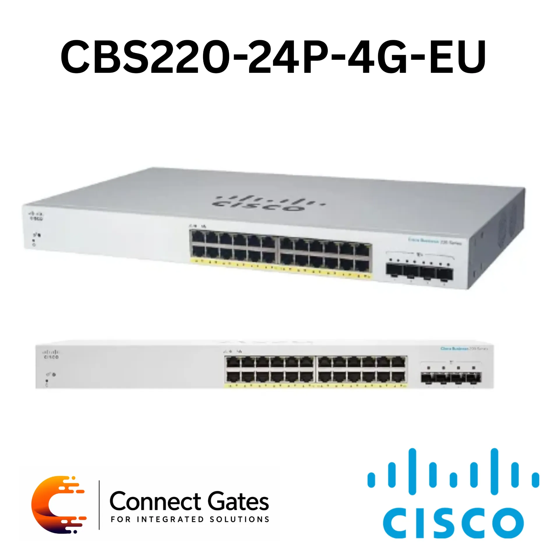 Cisco Business CBS220-24P-4G-EU – 24-Port Gigabit PoE+ Smart Switch with 4 × 1G SFP Uplinks & 195W PoE Budget