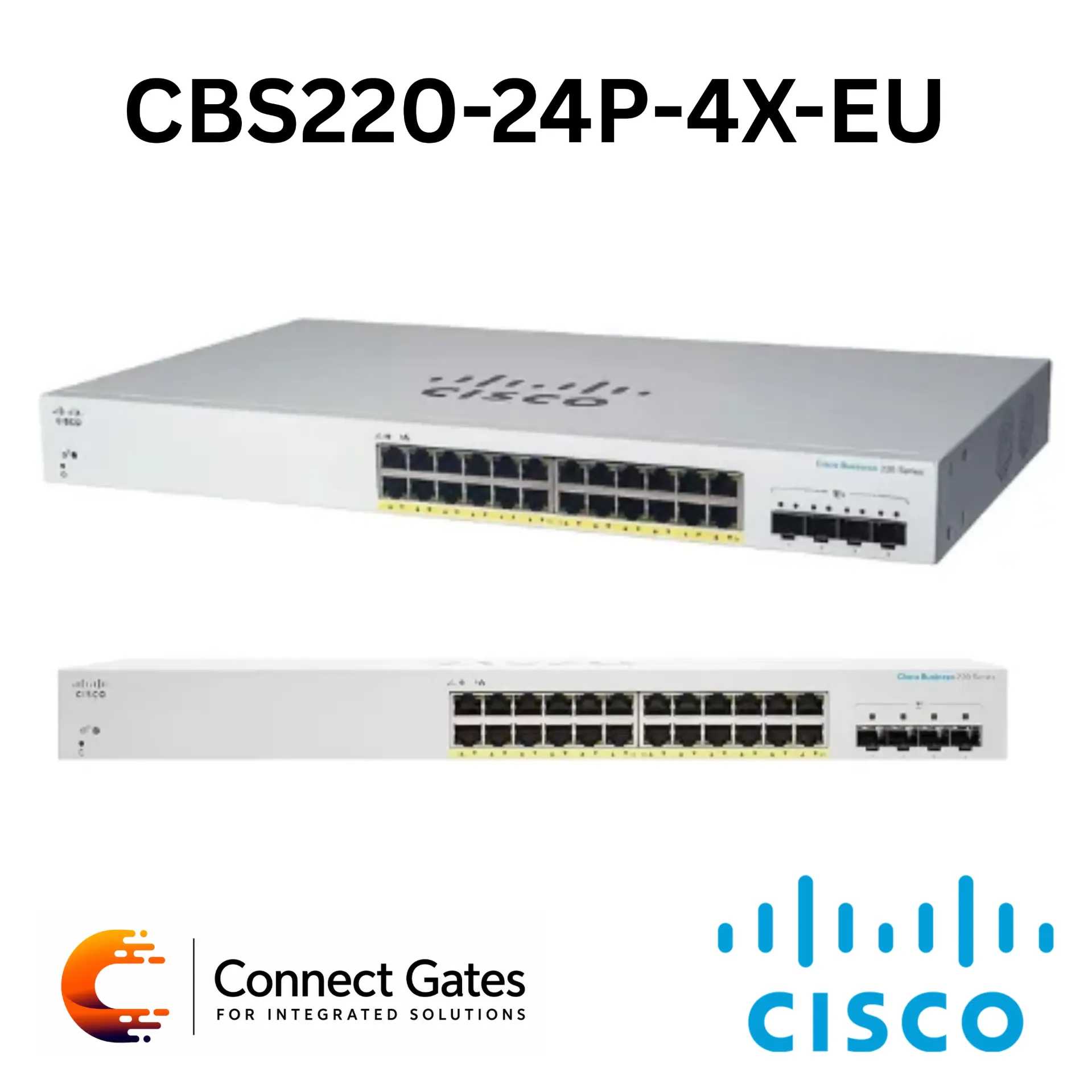 [CBS220-24P-4X-EU] Cisco Business CBS220-24P-4X-EU – 24-Port Gigabit PoE+ Smart Switch with 4 × 10G SFP+ Uplinks & 195W PoE Budget
