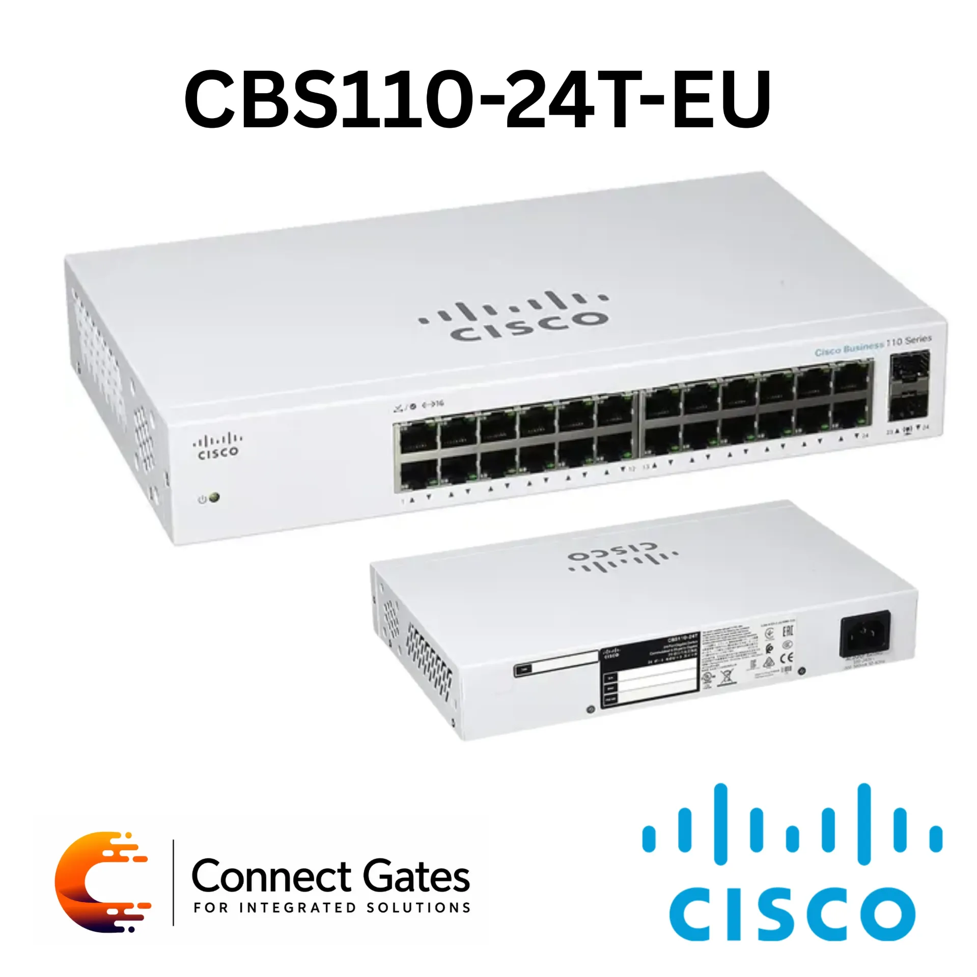 [CBS110-24T-EU] Cisco Business CBS110-24T-EU – 24-Port Gigabit Unmanaged Switch with 2 × 1G SFP Combo Ports