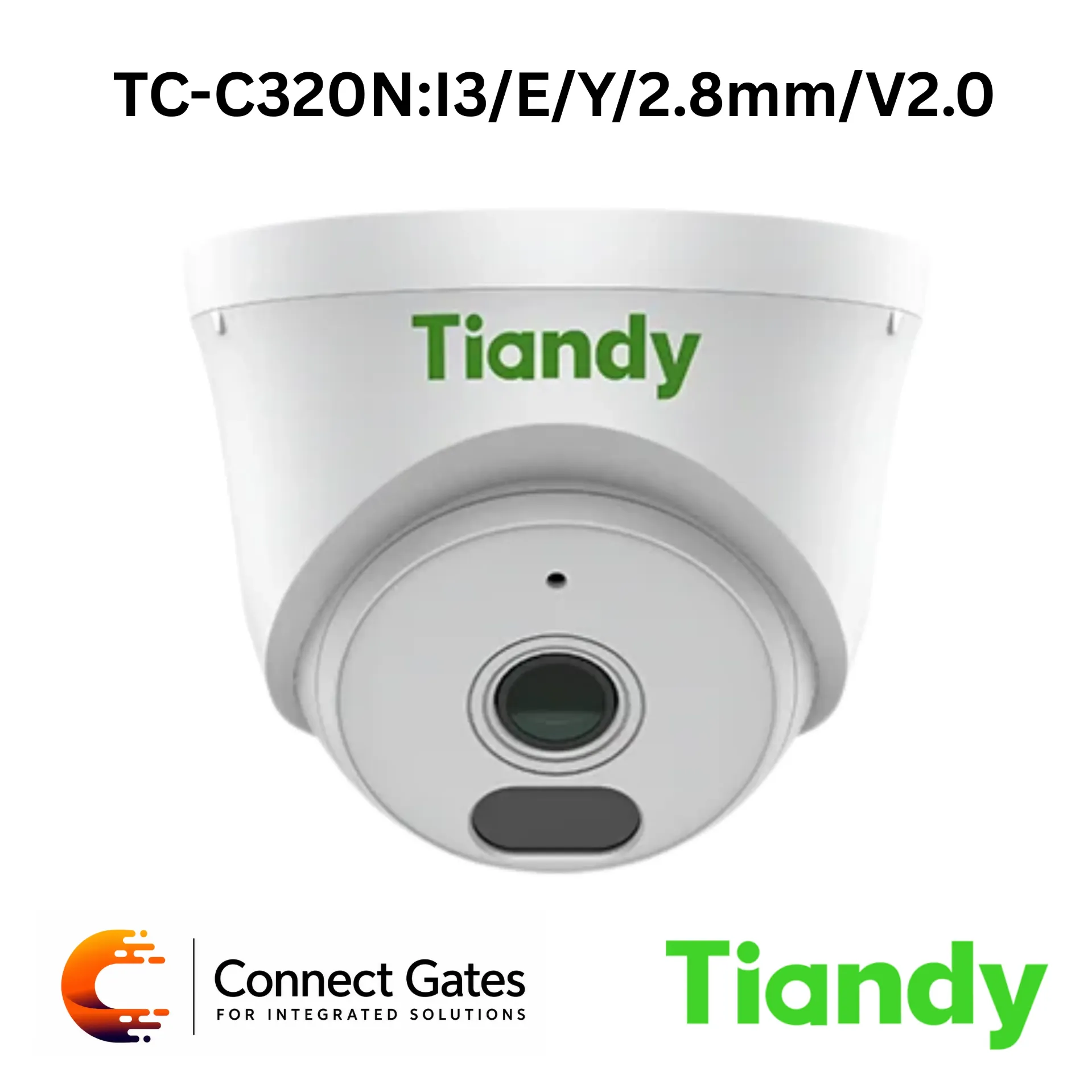 [TC-C320N/E/Y/2.8mm/V2.0] Tiandy TC-C320N/E/Y/2.8mm/V2.0 – 2MP AK2 Mic Fixed Turret Camera with 30m IR, Built-in Mic & PoE