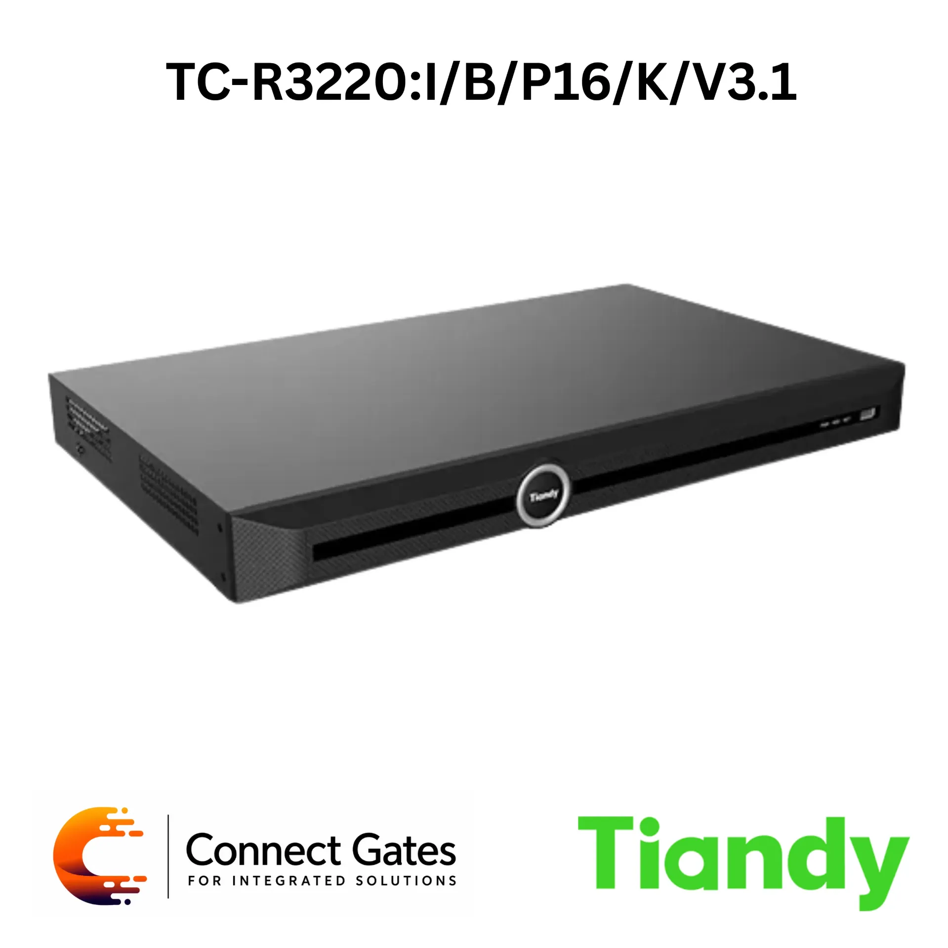 [TC-R3220:I/B/P16/K/V3.1] Tiandy TC-R3220/B/P16/K/V3.1 – NVR 20ch PSE H.265 2HDD TC-R3220 with 16 PoE Ports