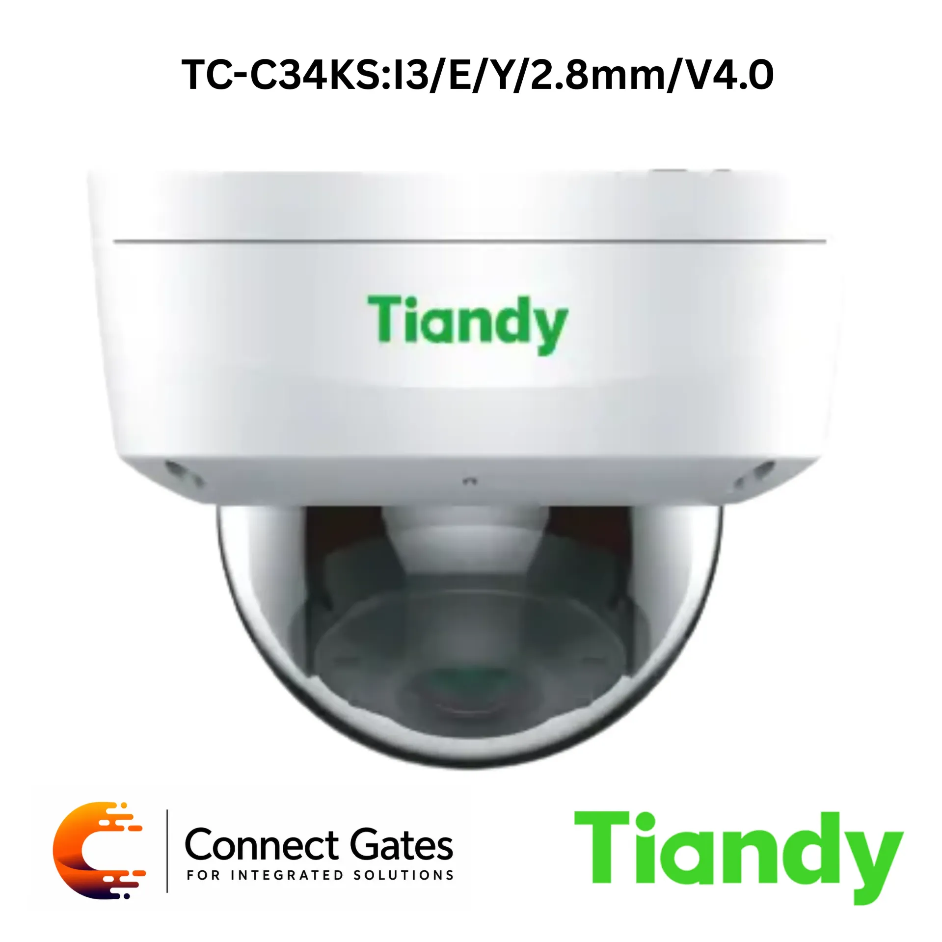 [TC-C34KS:I3/E/Y/2.8mm/V4.0] Tiandy TC-C34KS/E/Y/2.8mm/V4.0 – 4MP Fixed Starlight IR Dome Camera