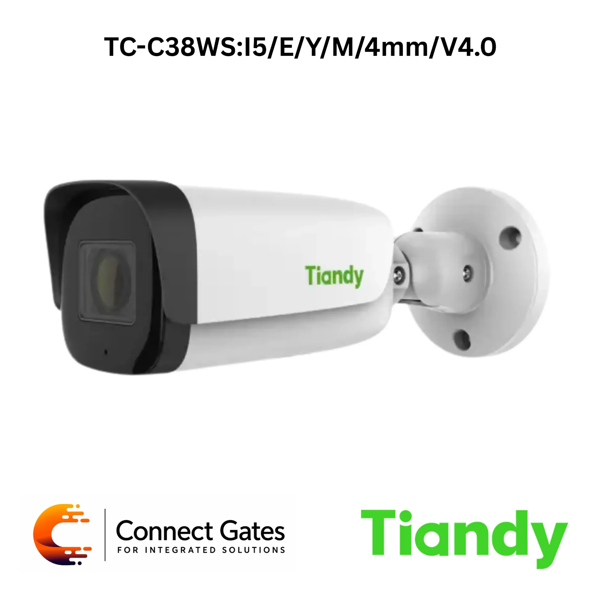 [TC-C38WS:I5/E/Y/M/4mm/V4.0] Tiandy TC-C38WS/E/Y/M/4mm/V4.0 – 8MP Fixed Starlight IR Bullet Camera with 50m IR & Built-in Mic