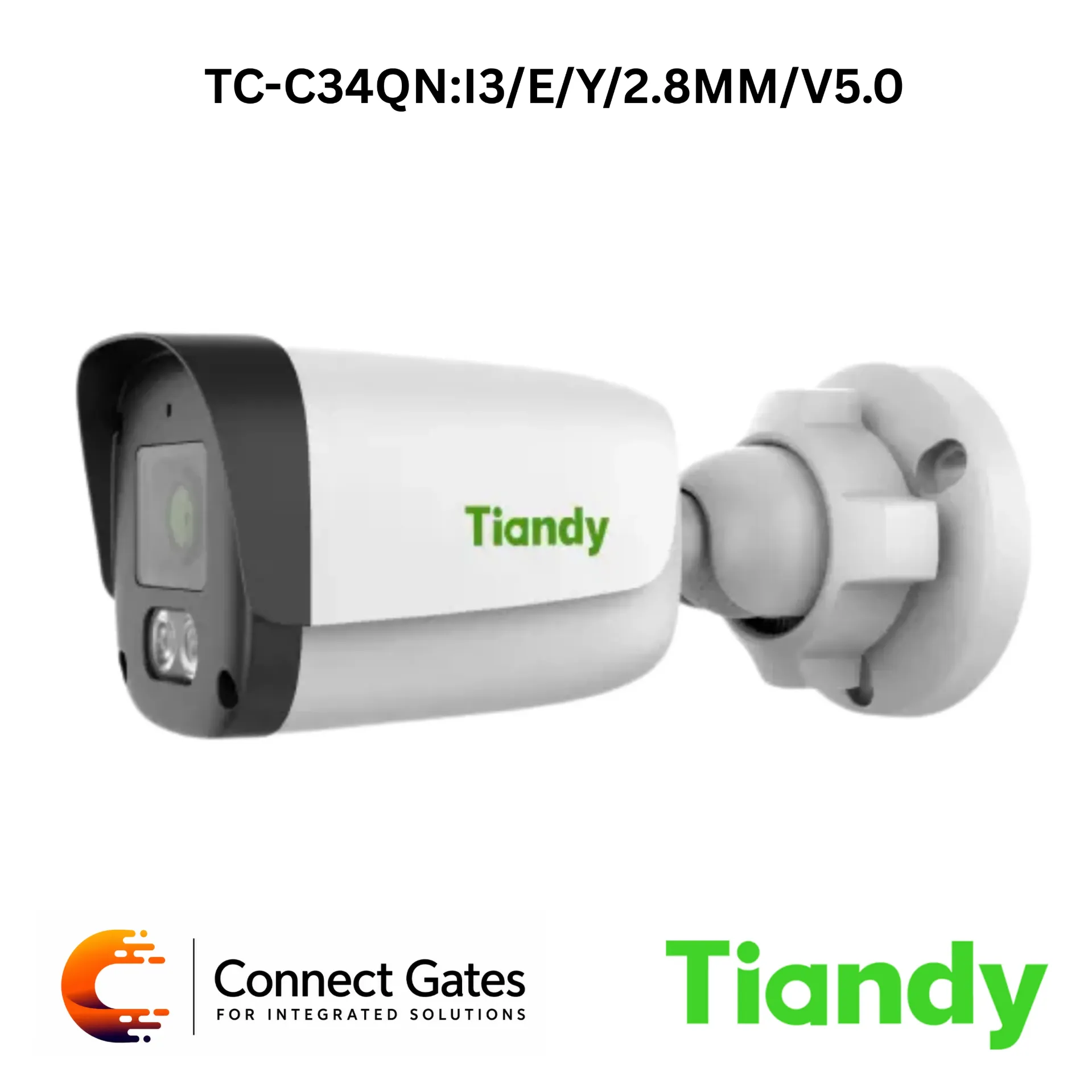 [TC-C34QN:I3/E/Y/2.8MM/V5.0] Tiandy TC-C34QN/E/Y/2.8mm/V5.0 – 4MP Fixed IR Bullet Camera with 30m IR & Built-in Mic