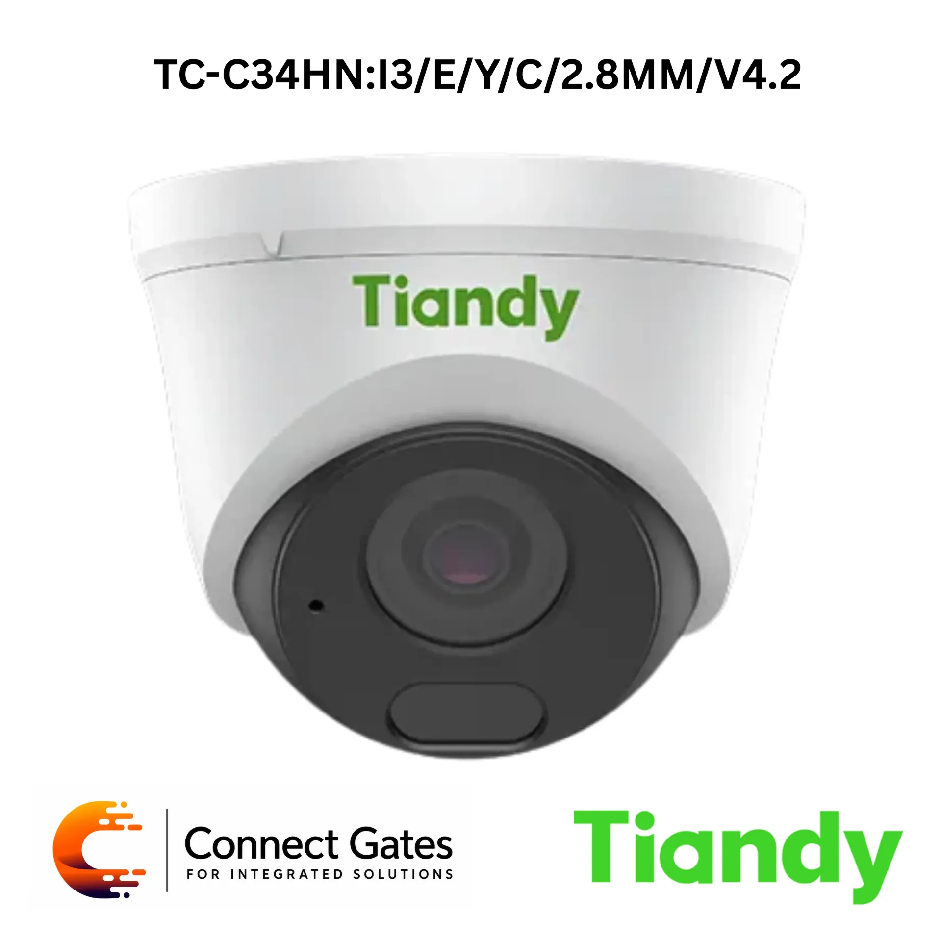 [TC-C34HN:I3/E/Y/C/2.8MM/V4.2] Tiandy TC-C34HN/E/Y/C/2.8mm/V4.2 – 4MP Fixed IR Turret Camera with 30m IR & Built-in Mic