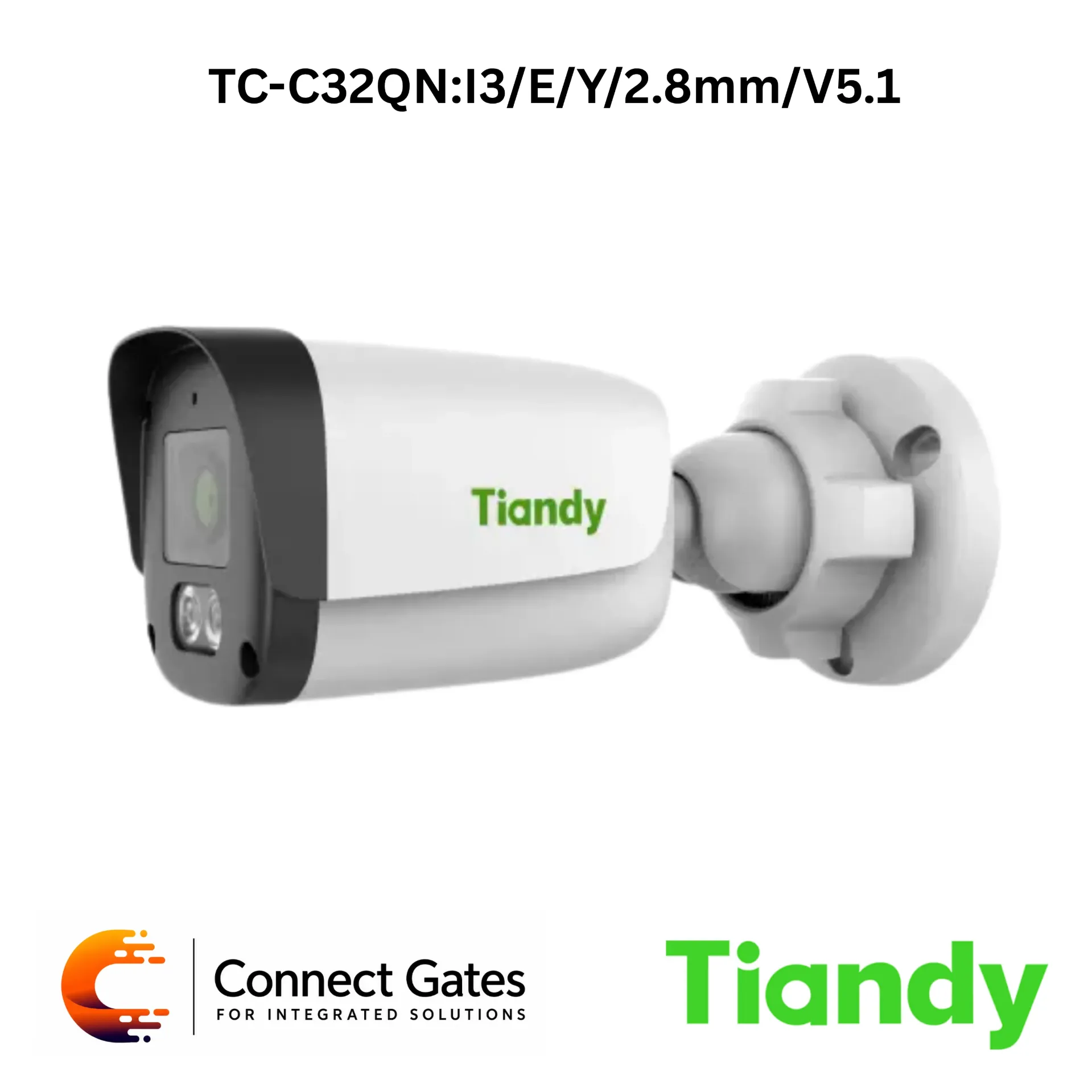 [TC-C32QN:I3/E/Y/2.8mm/V5.1] Tiandy TC-C32QN/E/Y/2.8mm/V5.1 – 2MP Fixed IR Bullet Camera with 30m IR & Built-in Mic