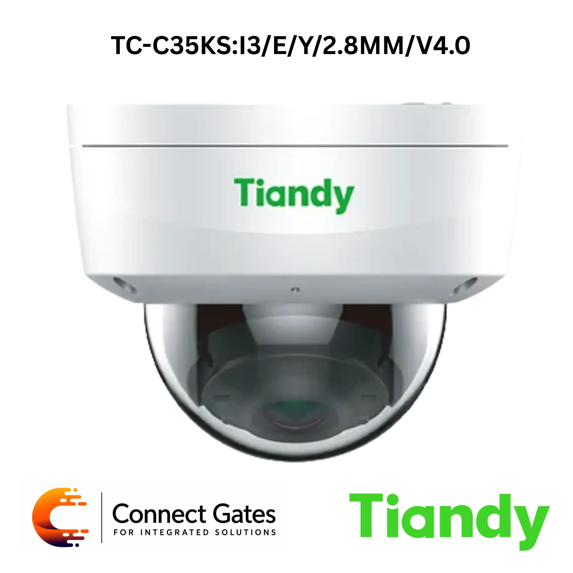 [TC-C35KS:I3/E/Y/2.8MM/V4.0] Tiandy TC-C35KS:I3/E/Y/2.8MM/V4.0 – 5MP Fixed Built-in Mic Starlight IR Dome Camera