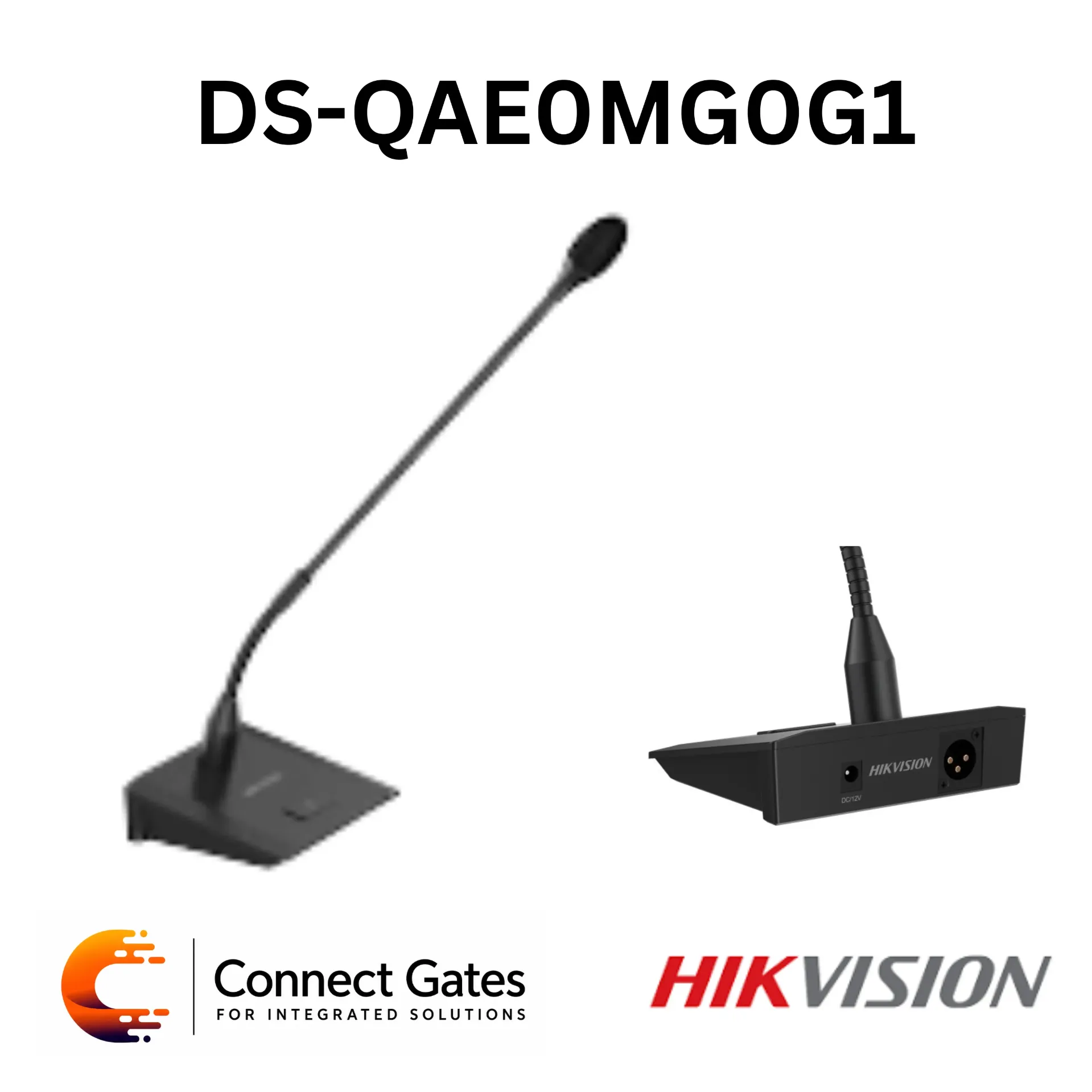 Hikvision DS-QAE0MG0G1 – Gooseneck Paging Microphone with High Sensitivity, Flexible Gooseneck & 12VDC / 48V Phantom Power Support
