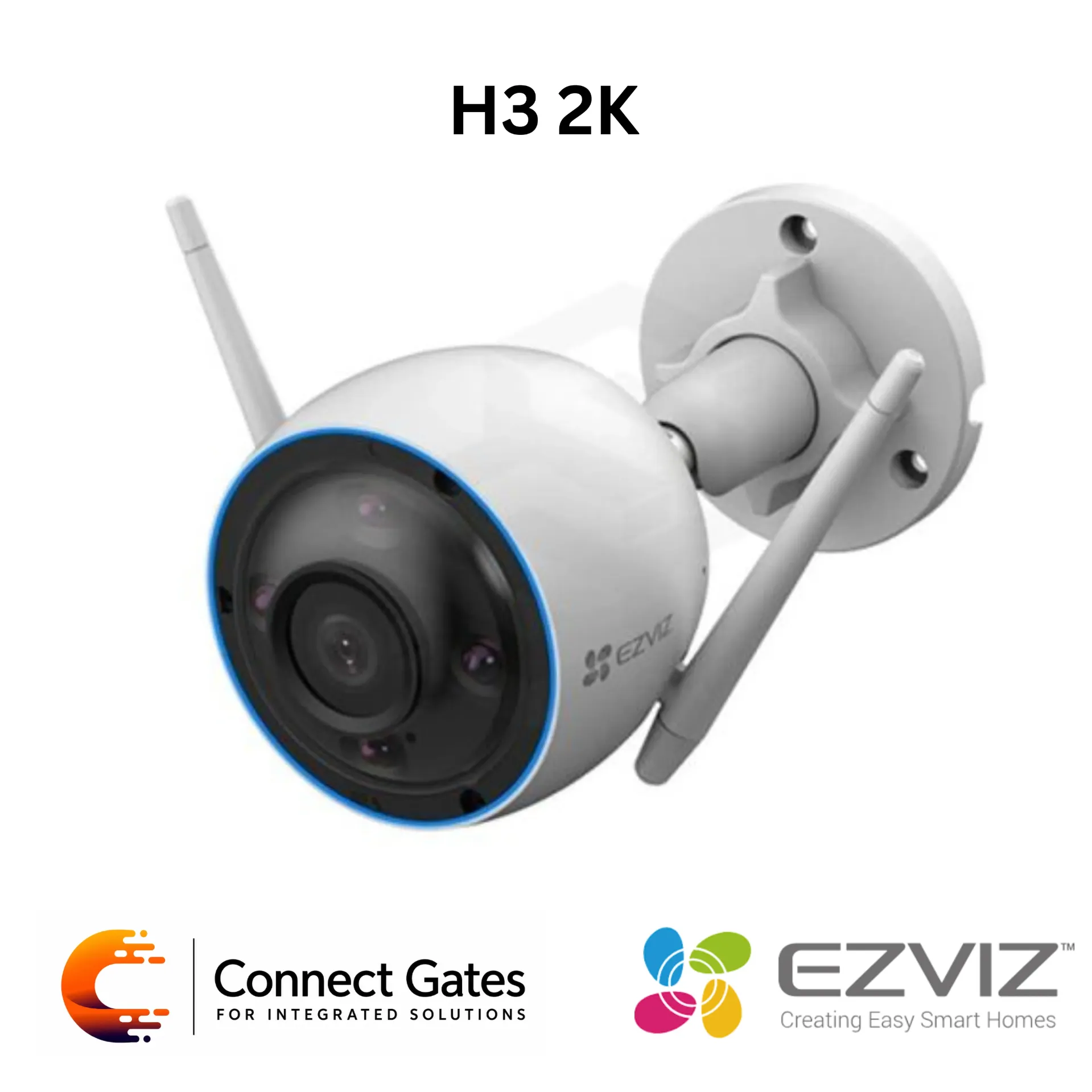 [H3 2K] EZVIZ H3 2K Outdoor Wi-Fi Smart Home Camera – 2K Resolution, AI Human & Vehicle Detection, Color Night Vision, Active Defense, Two-Way Talk, IP67, 512GB Storage.
