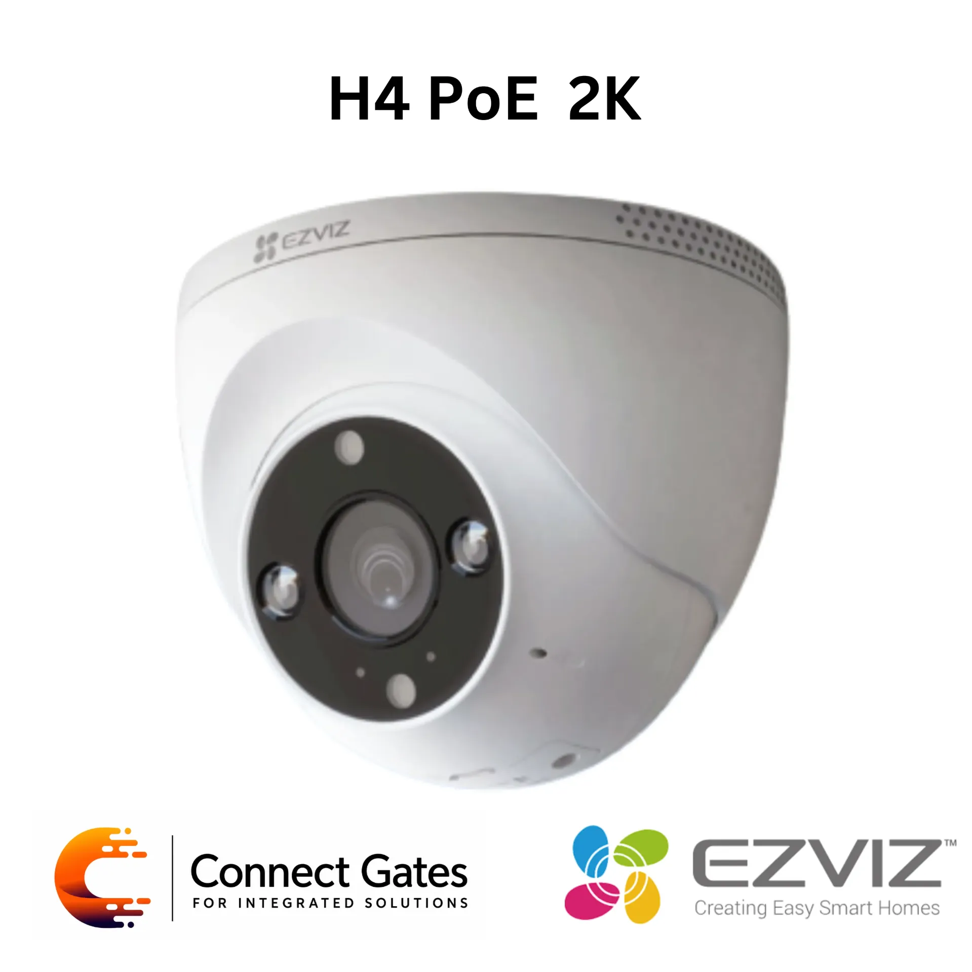 [H4 PoE 2K] EZVIZ H4 PoE 2K Smart PoE Security Camera – 2K Resolution, AI Human / Vehicle Detection, Color Night Vision, Active Defense, Two-Way Talk, IP67, PoE, 512GB Storage.