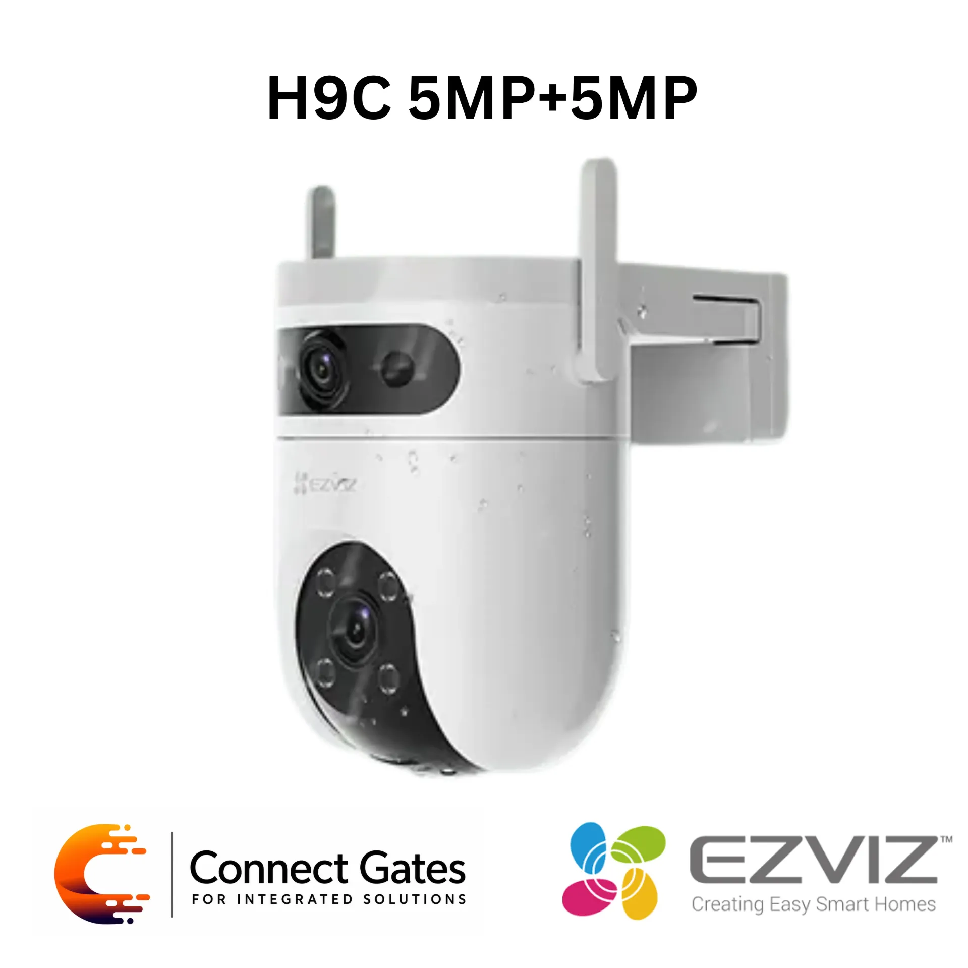 [H9c Dual 3K] EZVIZ H9c Dual 3K Outdoor Dual-Lens Pan & Tilt Wi-Fi Camera – Dual 3K Lenses, 360° Telephoto PT View, AI Human / Vehicle Detection, Co-Detection Smart Tracking, Color Night Vision, Active Defense, RJ45, 512GB Storage.