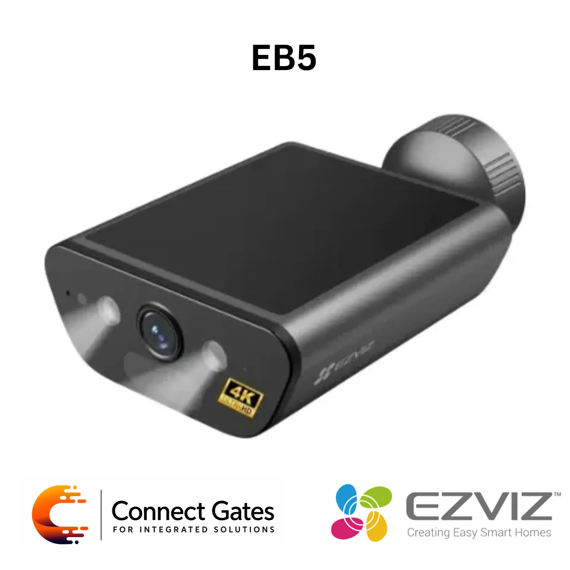 [EB5 4K] EZVIZ EB5 4K Smart Home Solar Battery Camera – 4K Ultra HD, Built-in Solar Panel, 10400mAh Battery, AI Human / Vehicle Detection, Color Night Vision, Active Defense, Wi-Fi 6, 512GB Storage.