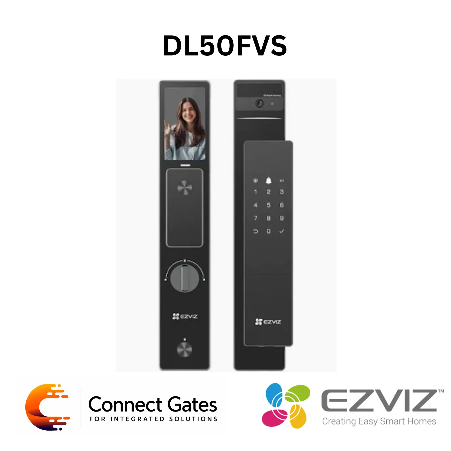 [DL50FVS (5085)] EZVIZ DL50FVS (5085) Face Recognition Smart Lock – 3D Face ID, Fingerprint, Passcode, 4” IPS Screen, Video Call, 5000mAh Battery, Wi-Fi & Bluetooth.