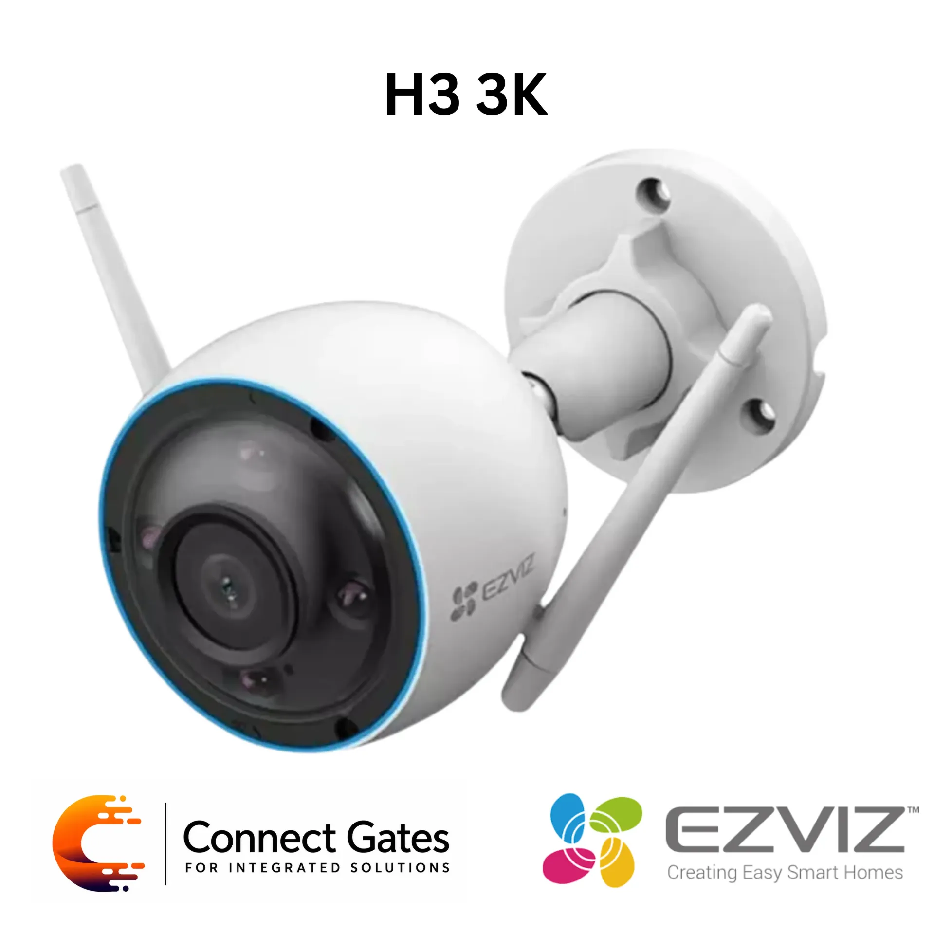 [H3 3K] EZVIZ H3 3K Outdoor Wi-Fi Smart Home Camera – 3K Resolution, AI Human / Vehicle Detection, Waving-Hand Detection, Color Night Vision, Active Defense, Two-Way Talk, IP67, 512GB Storage.