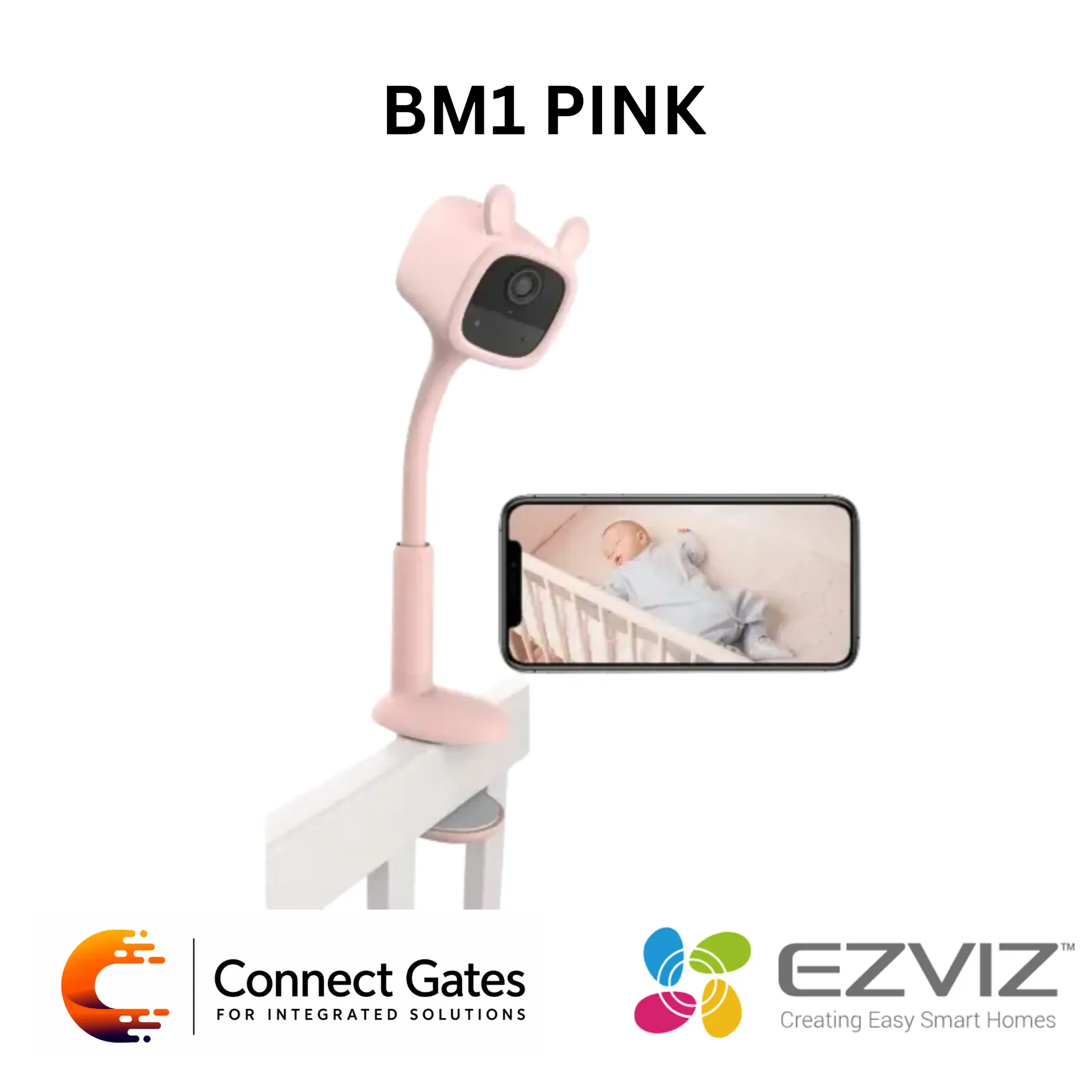 [BM1pink] EZVIZ BM1pink Battery-Powered Baby Monitor – 1080p, Crying Detection, Baby Activity Detection, Out-of-Crib Alert, Two-Way Talk, Auto-Play Music, 5m Night Vision, 256GB Storage.