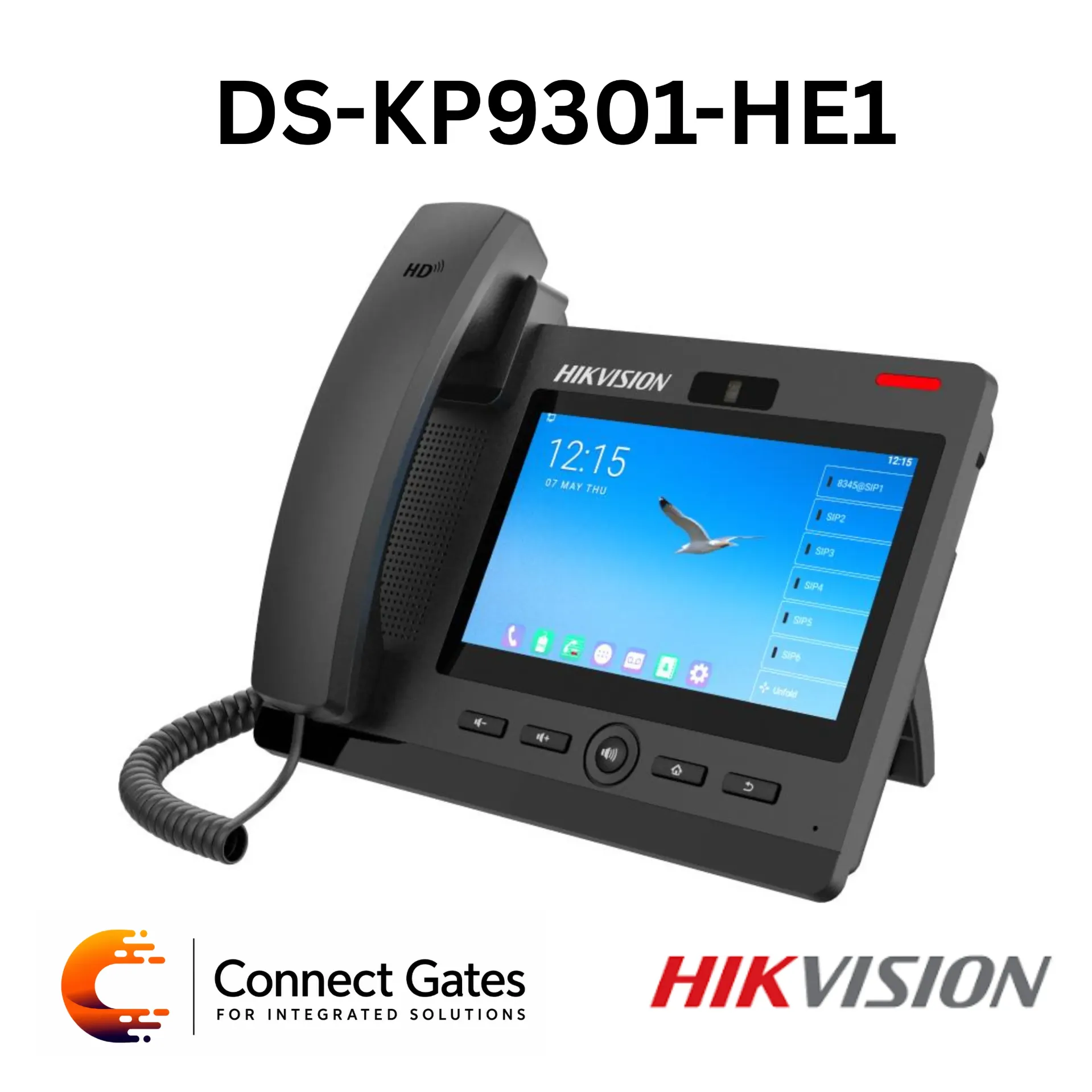 [DS-KP9301-HE1] Hikvision DS-KP9301-HE1 7” Android SIP Phone – 20 SIP Lines, 1080p Embedded Camera, 112 DSS Keys, H.264 Video Call, RTSP Monitoring, Dual Gigabit Ports, PoE.