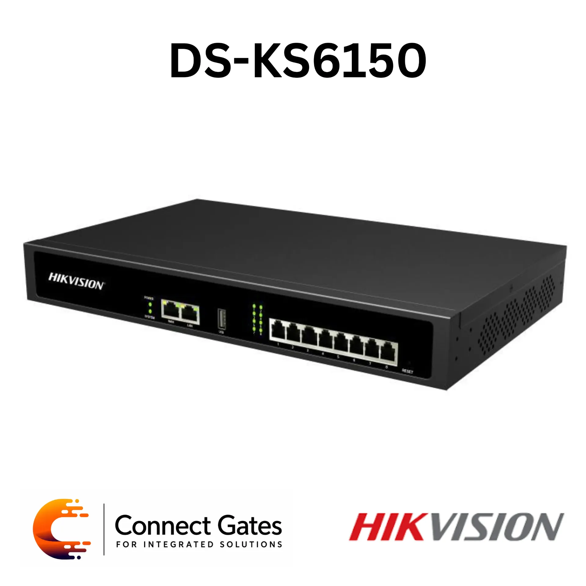 [DS-KS6150] Hikvision DS-KS6150 SIP Server – Up to 50 SIP Extensions, 25 Concurrent Calls, Dual Gigabit LAN, 8 RJ11 Ports, Modular Expansion Support, 100–240VAC.