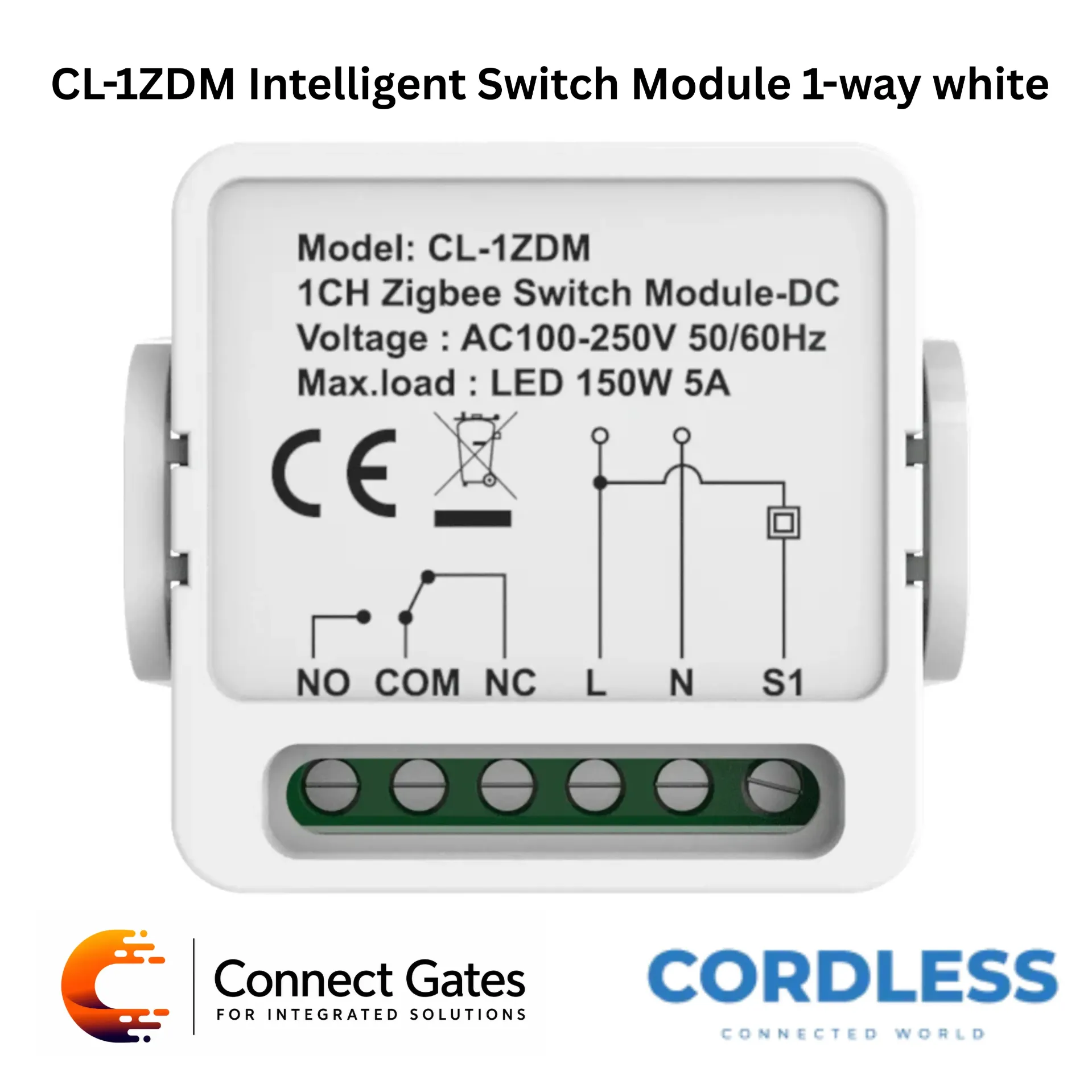 [CL-1ZDM] Cordless CL-1ZDM Intelligent Switch Module 1-Way White – Zigbee Smart Switch Module, 1 Independent Channel, Gateway Required, Smart Lighting & Appliance Control.
