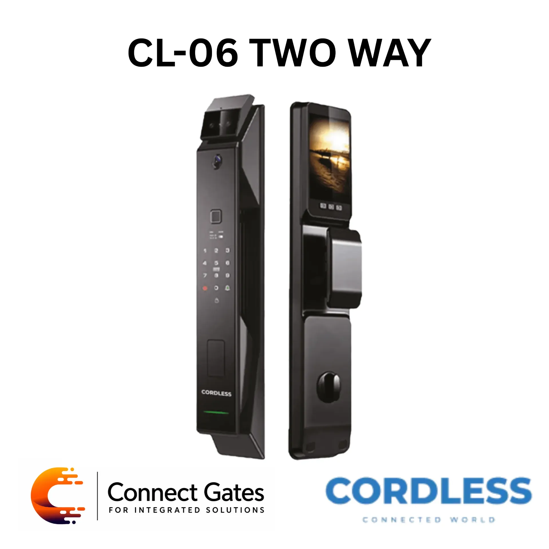 Cordless CL-06 Two Way Smart Door Lock – 3D Face Recognition, Fingerprint, Intelligent Camera, Two-Way Video Call, App Unlock.
