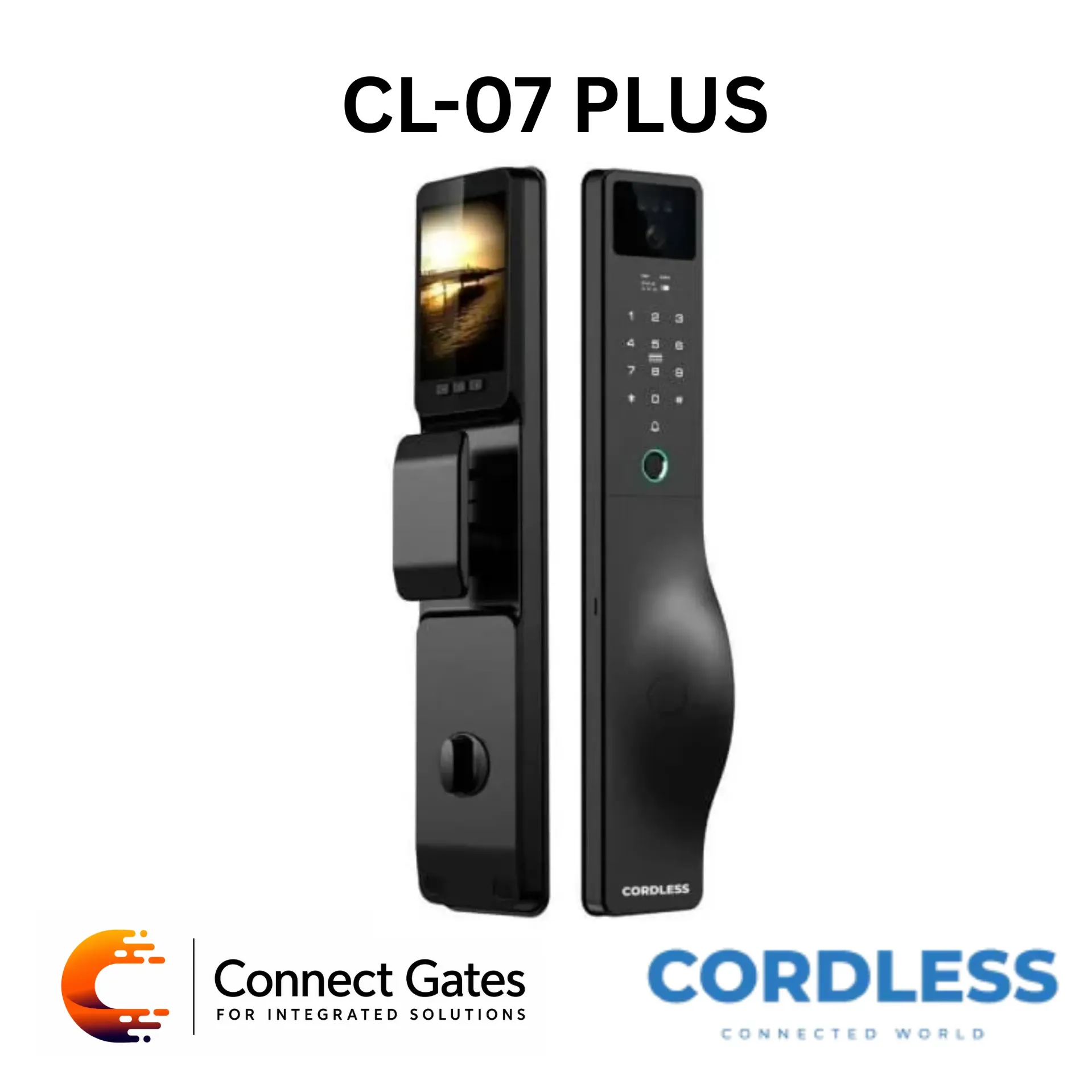 Cordless CL-07 PLUS Smart Door Lock – 3D Face Recognition, Fingerprint, Intelligent Camera, Two-Way Video Call, App Unlock.