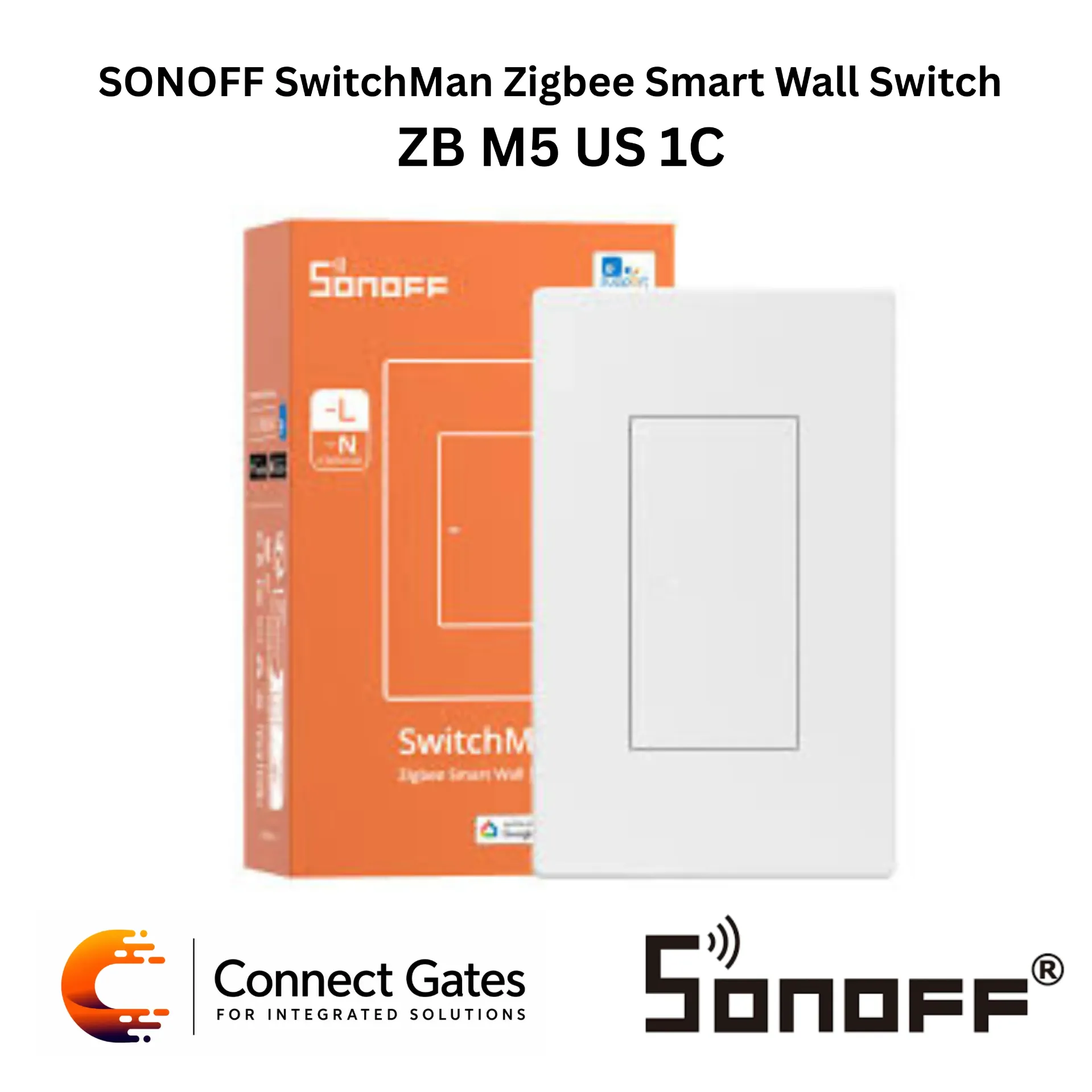 [ZB M5 US 1C] SONOFF SwitchMan ZB M5 US 1C 1-Gang Zigbee Smart Wall Switch – US Standard, Neutral & No-Neutral Wiring, eWeLink App, Home Assistant Compatible