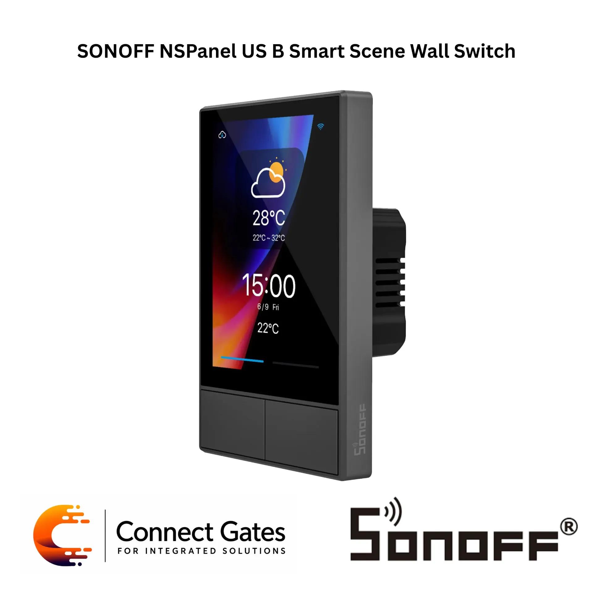 [1112] SONOFF NSPanel-US Smart Scene Wall Switch – Dim Gray / Black | 3.5” Touchscreen, Dual-Channel Smart Switch, Thermostat Control, Wi-Fi Smart Scene Panel.